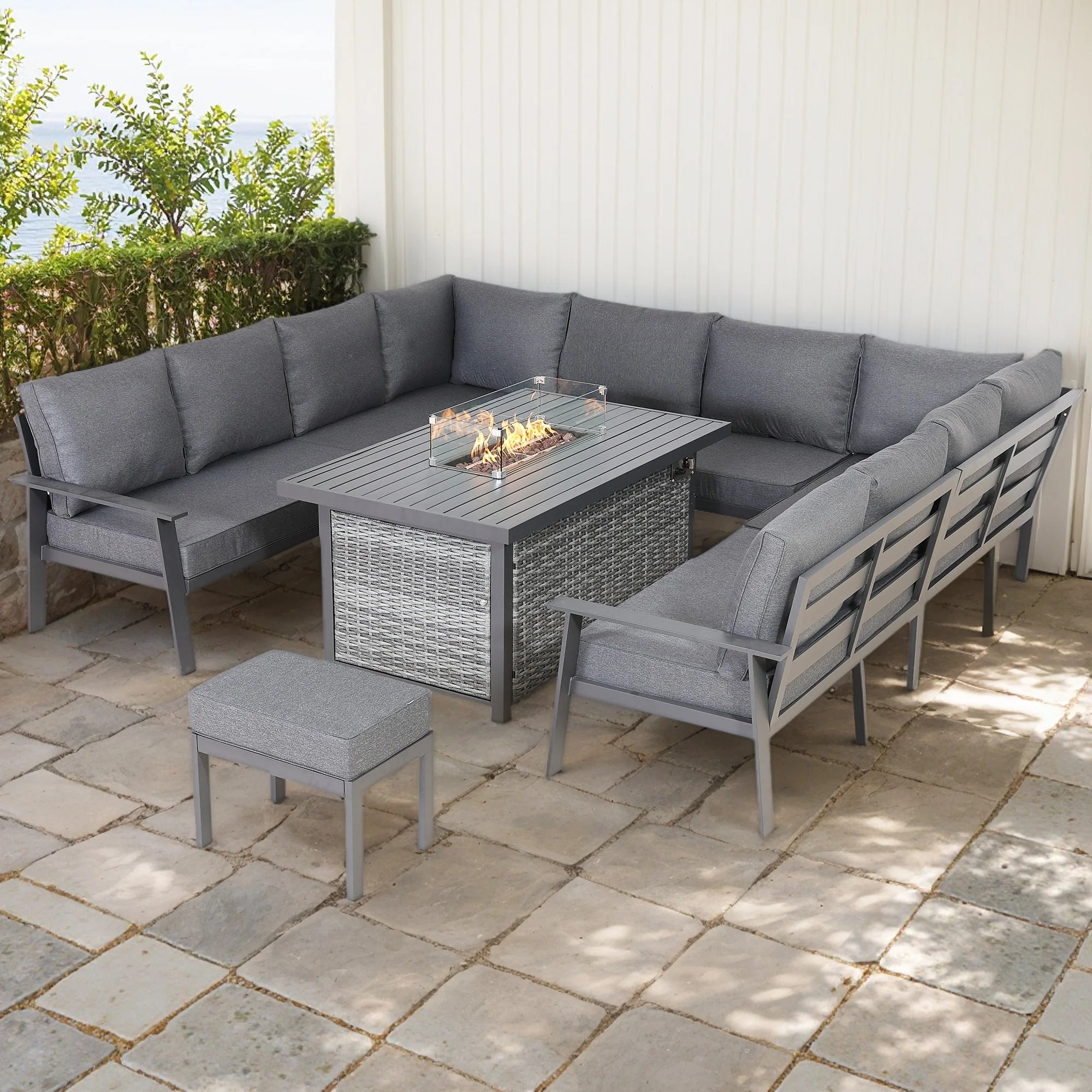Cadiz U Shape Sofa Set with Firepit Table