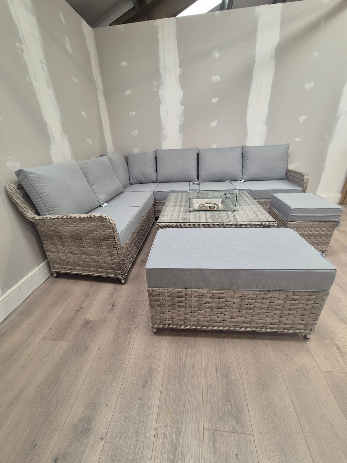 Corner Firepit Dining Set - Clearance Rattan Republic