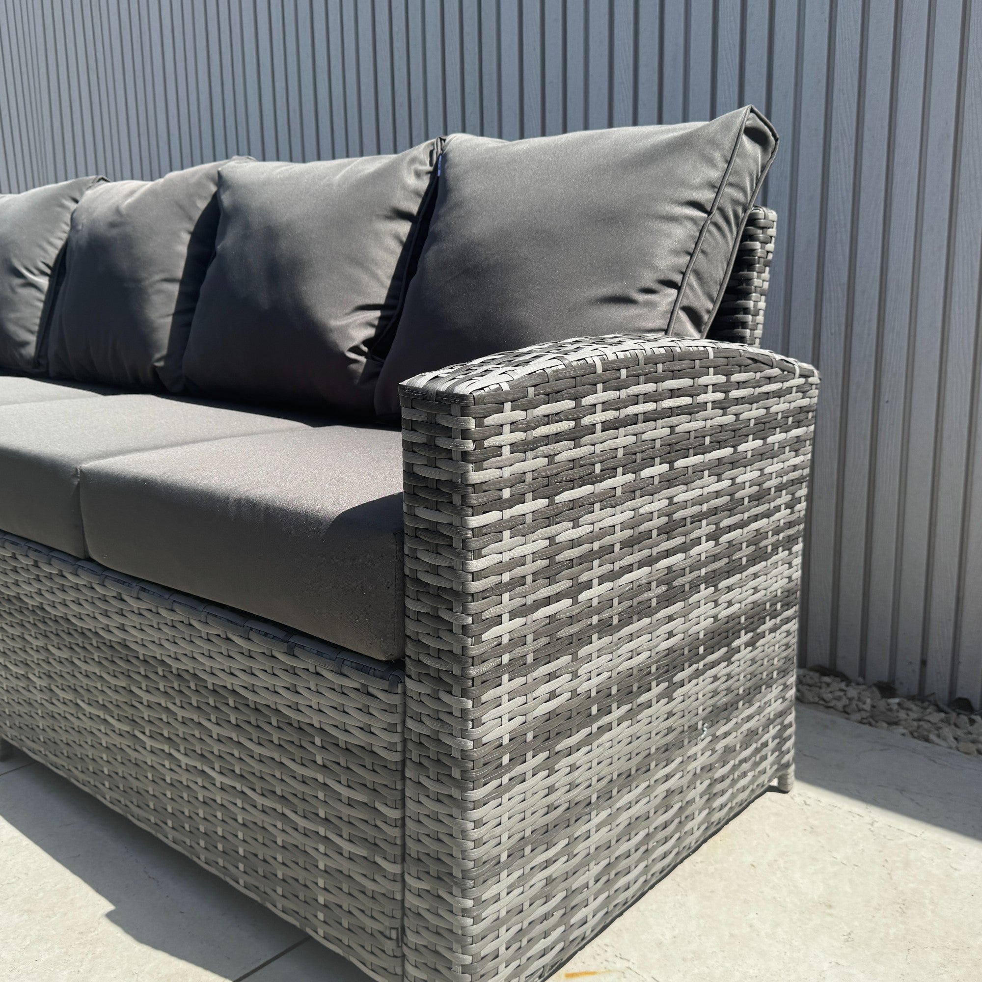 Casa Corner Sofa Set with Rising Dining Table in Mixed Weave (Left Hand) - AMC Furniture