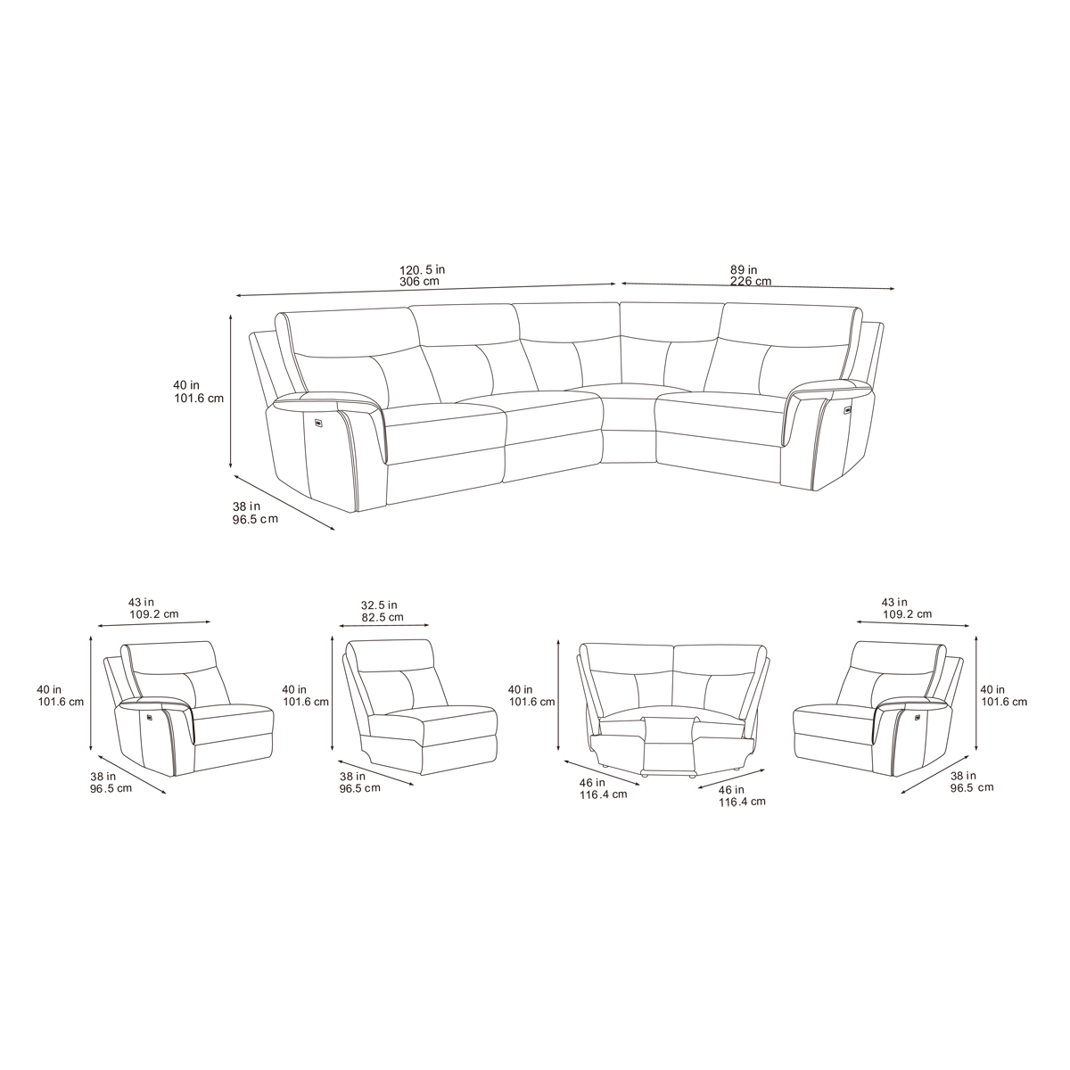 Sabre Power Reclining Corner Sofa Meta Sofa