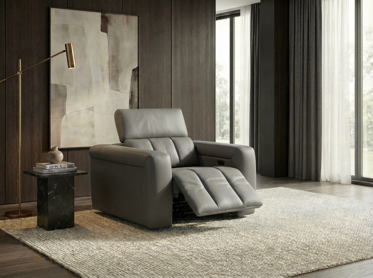 Ellen Electric Reclining Armchair in Grey Meta Sofa Ltd