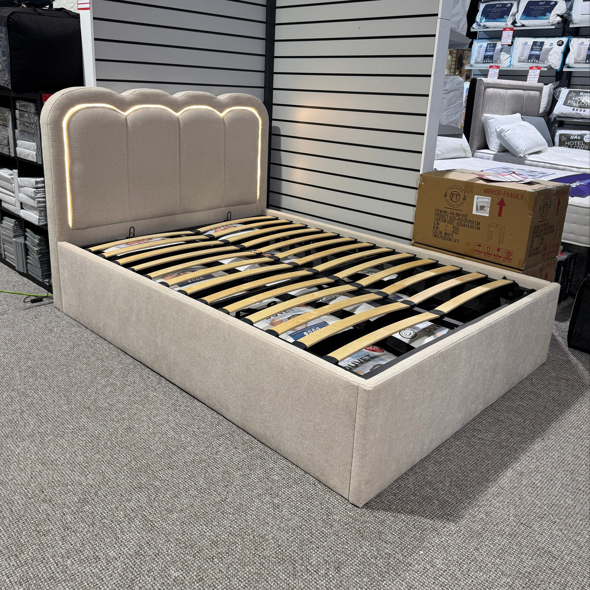 Milan Double Ottoman Bed with LED Headboard B Womack