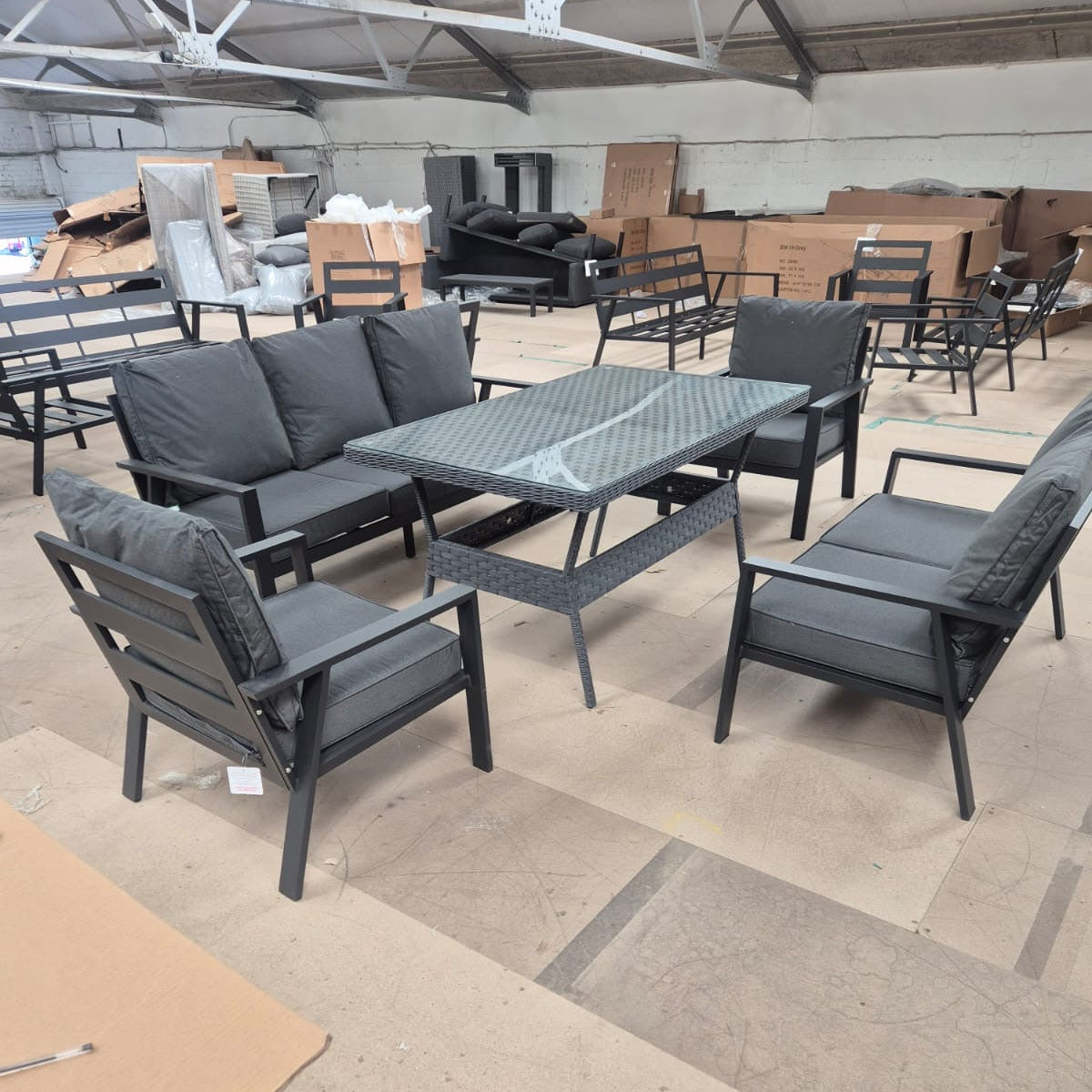 Sienna Aluminium Sofa Dining Set with Rattan Dining Table