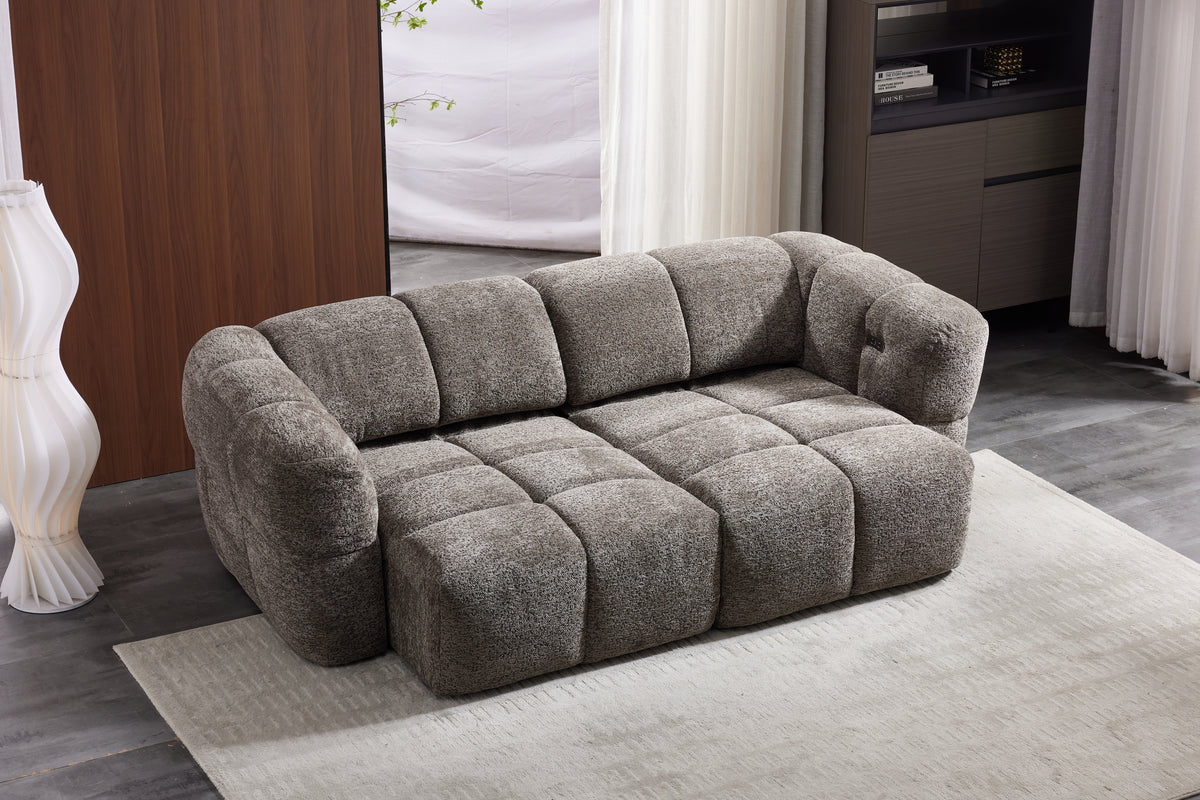 Elara Power Sliding 3 Seater in Taupe Grey Meta Sofa