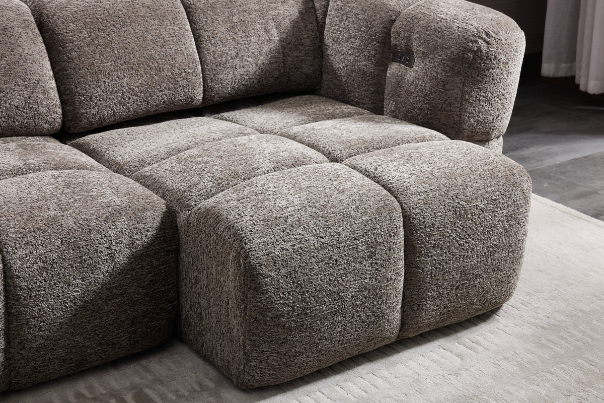 Elara Power Sliding 3 Seater in Taupe Grey Meta Sofa