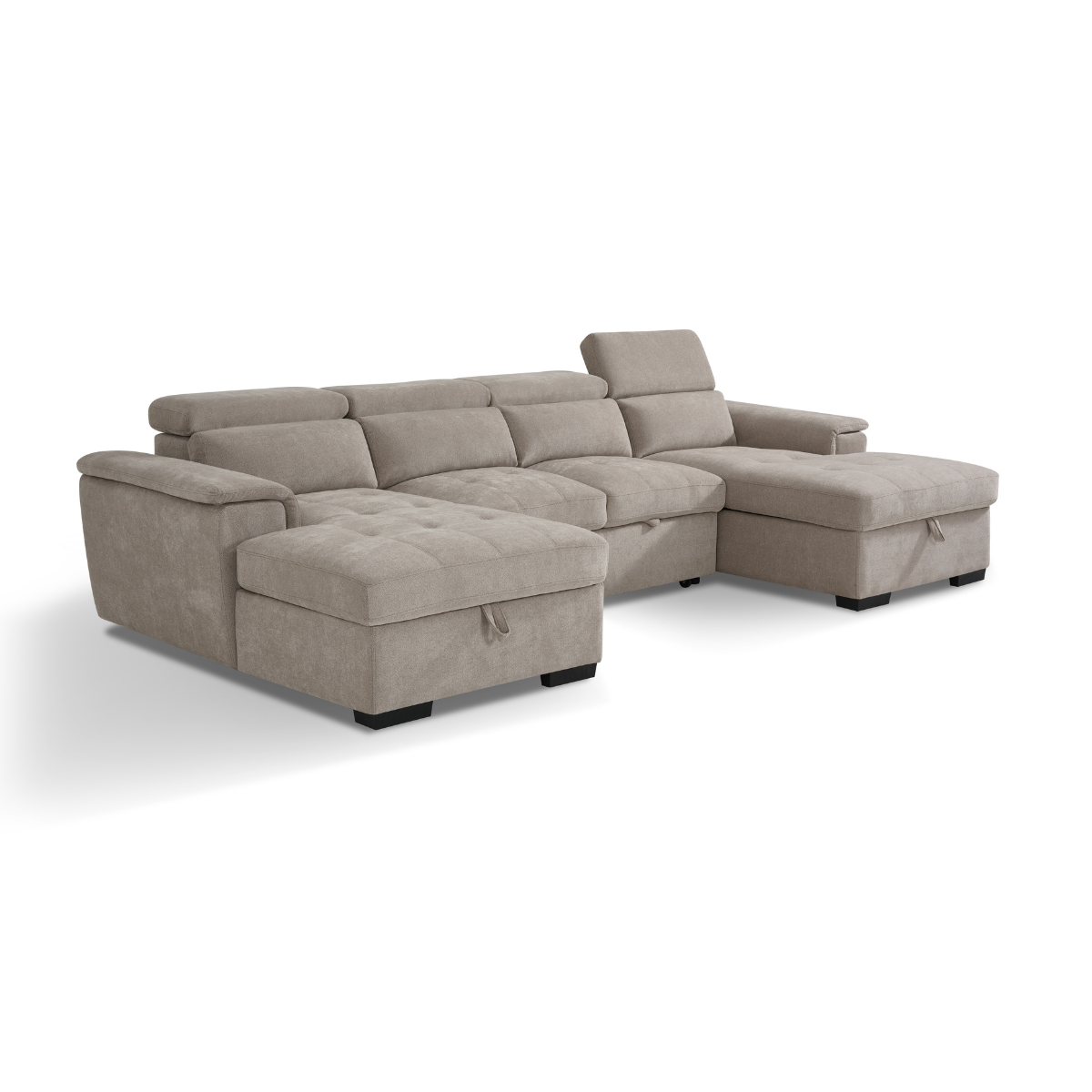 Luna U Shape Corner Sofabed in Beige - AMC Furniture