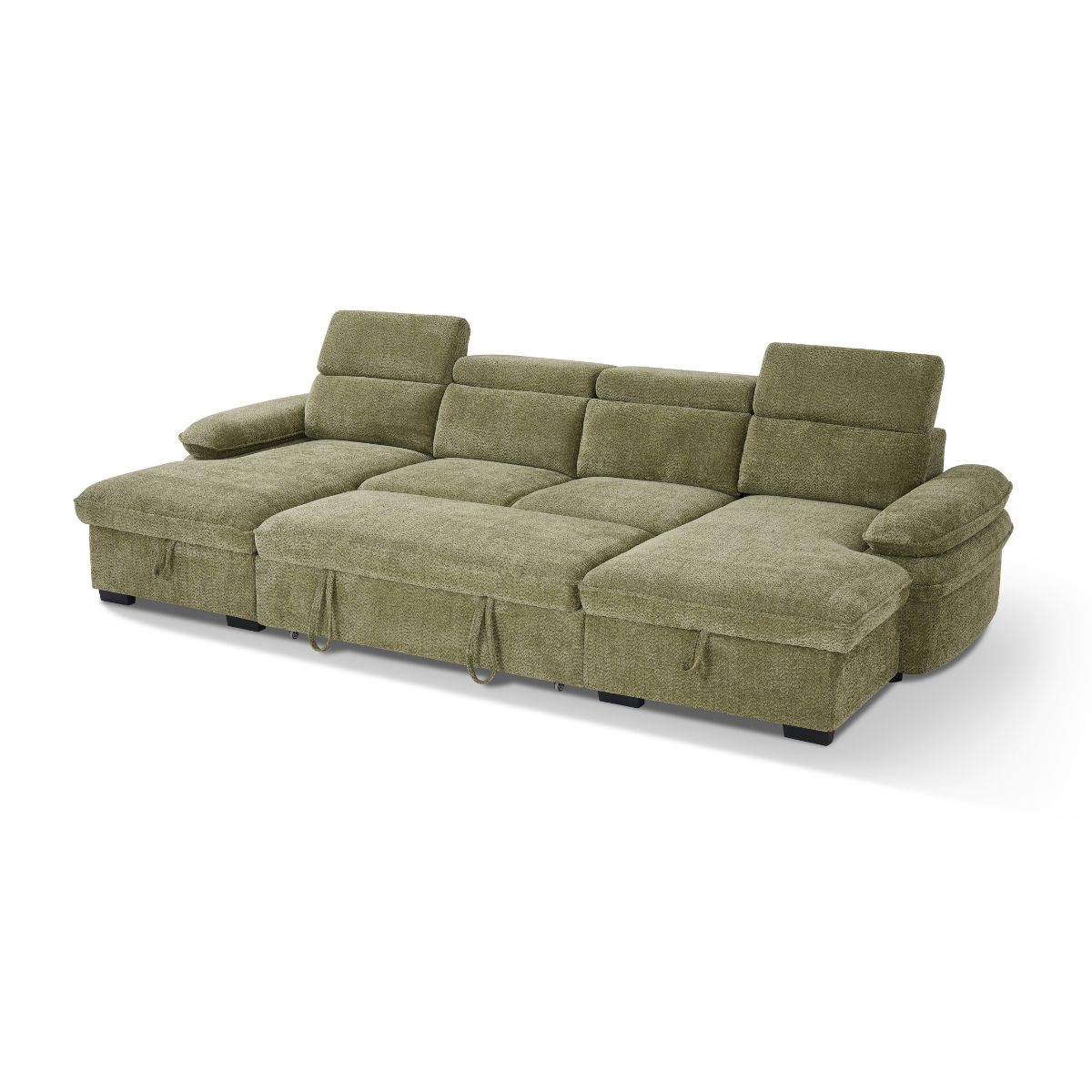 Billie U Shape Sofa Bed in Green with Lift Up Storage - AMC Furniture
