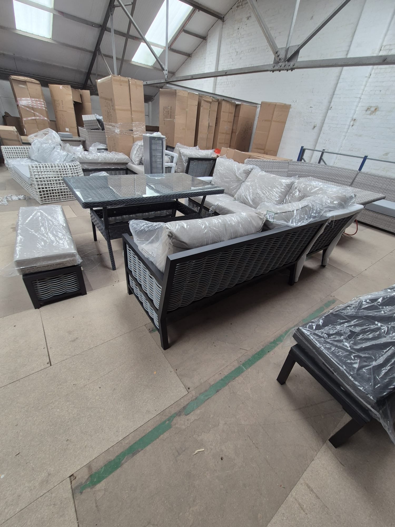 Ivy Aluminium Corner Sofa Set with Rattan Dining Table - AMC Furniture