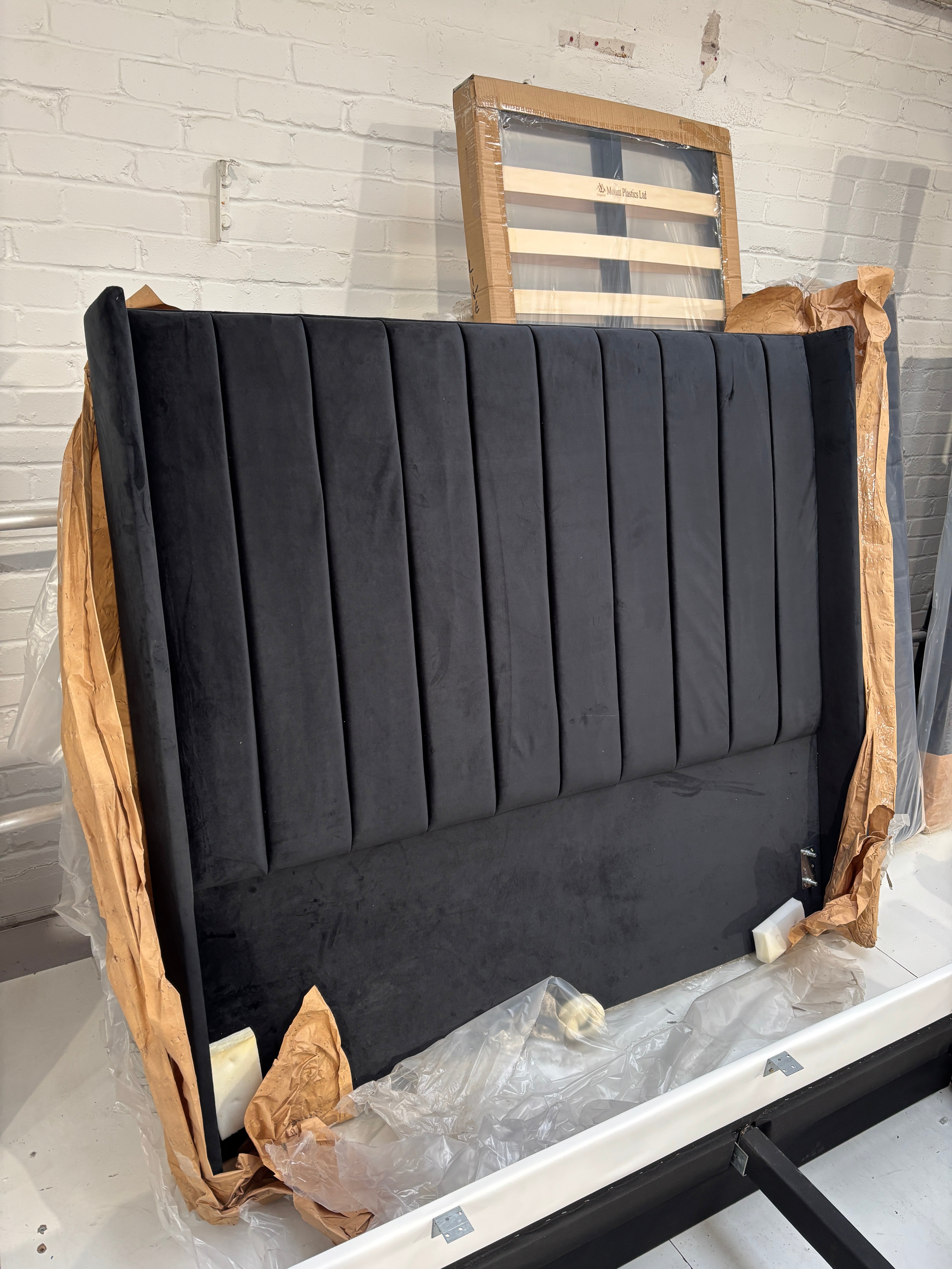 King Size Florence ottoman bedframe in plush black - AMC Furniture