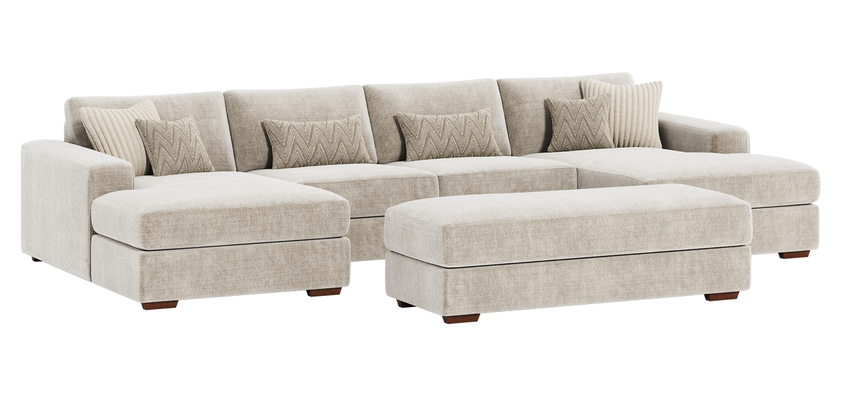 Nola Large U Shape and Large Footstool Deal in Violet Stone Lebus