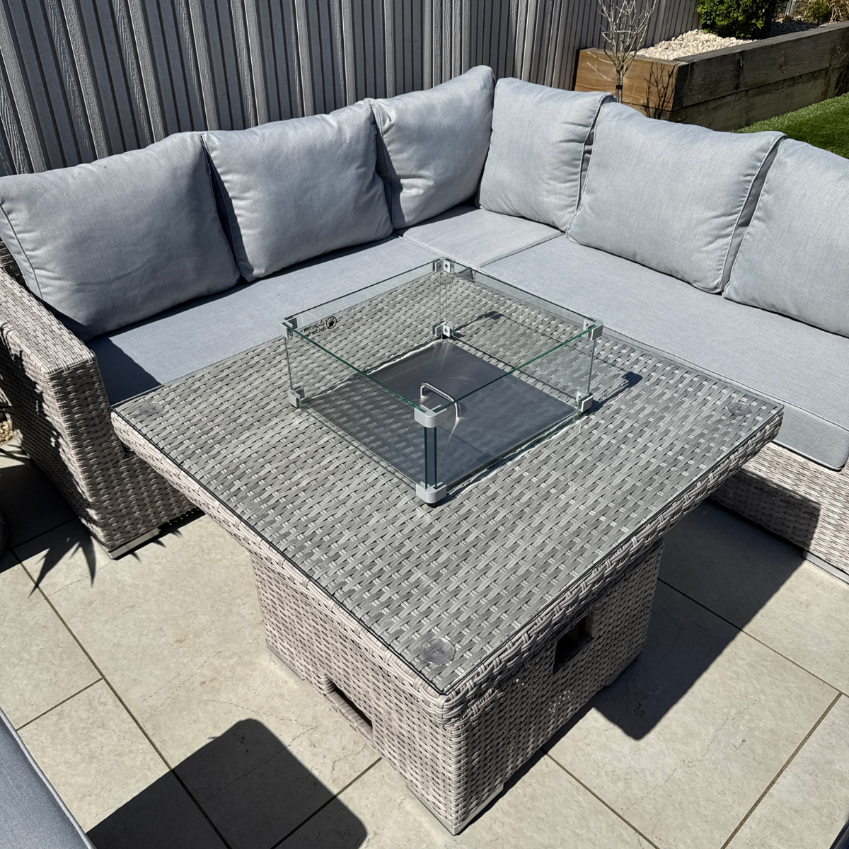 Santorini Square Rising Set with Firepit - AMC Furniture
