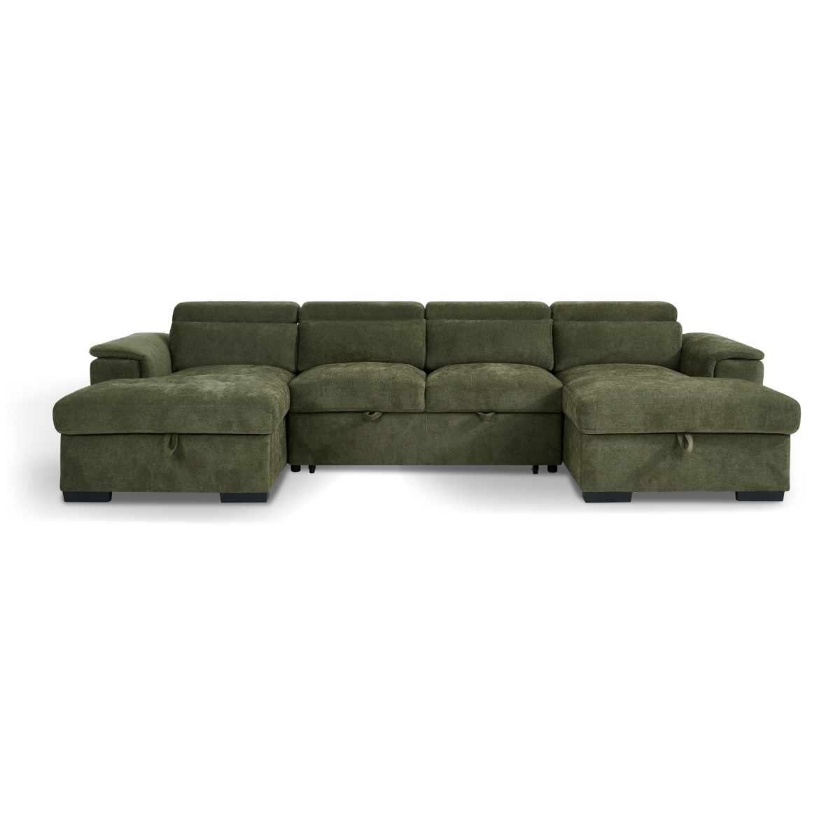 Luna U Shape Corner Sofabed in Green - AMC Furniture