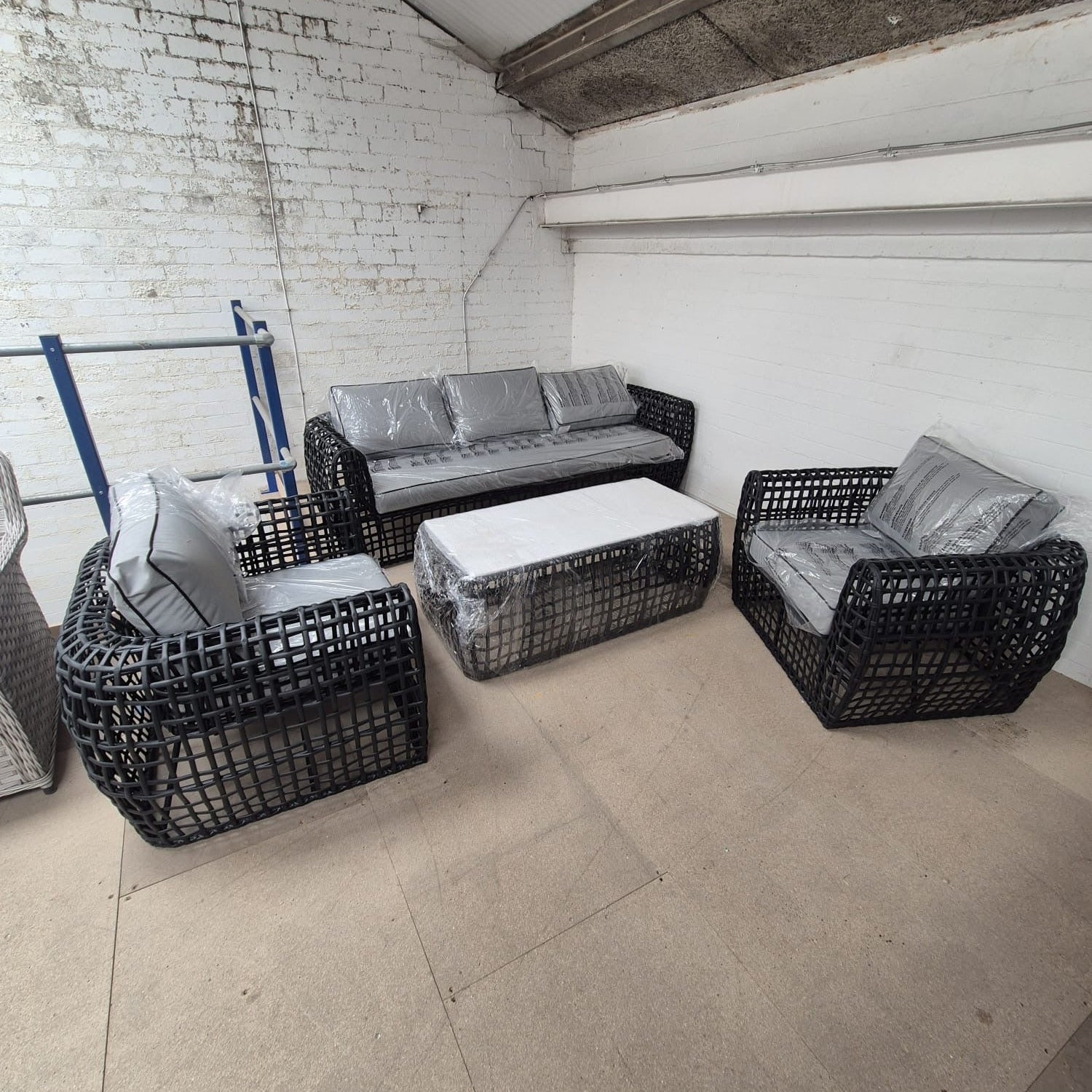 Indi Sofa Set with Coffee Table in Black - AMC Furniture