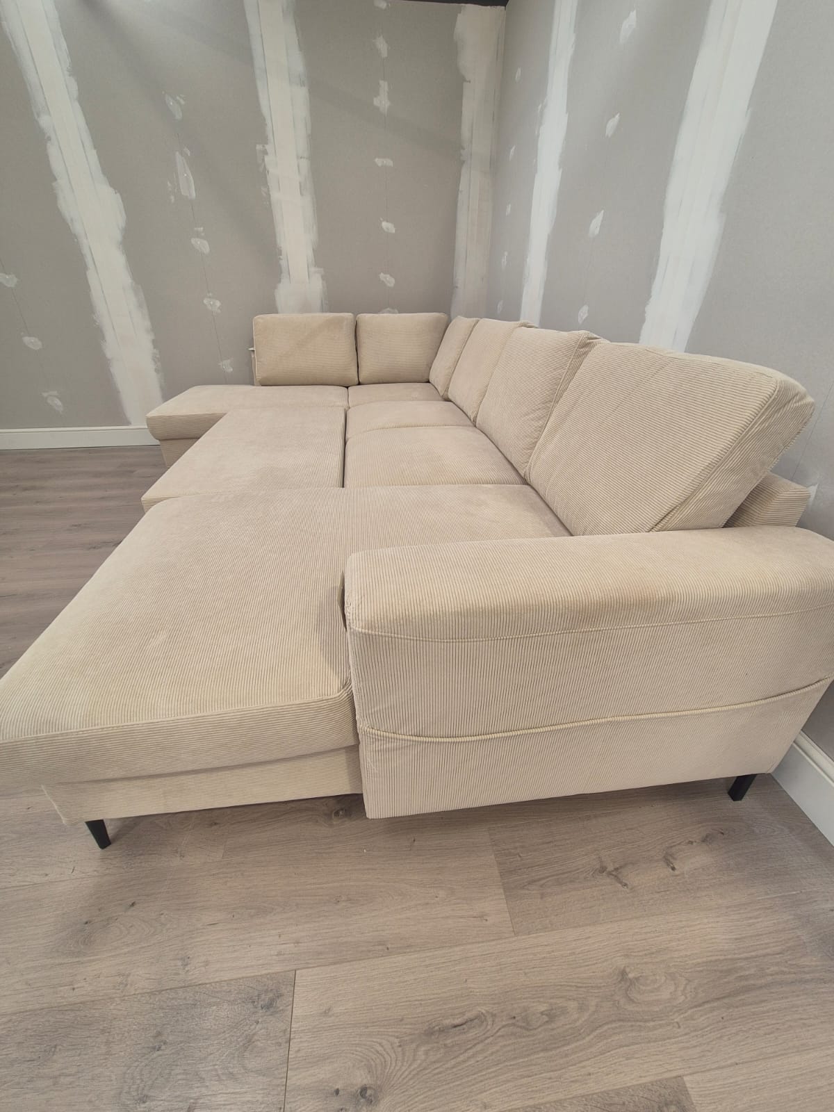 Lofty Lilly U Shape Sofa Bed in Cream Cord - Clearance Wayfair