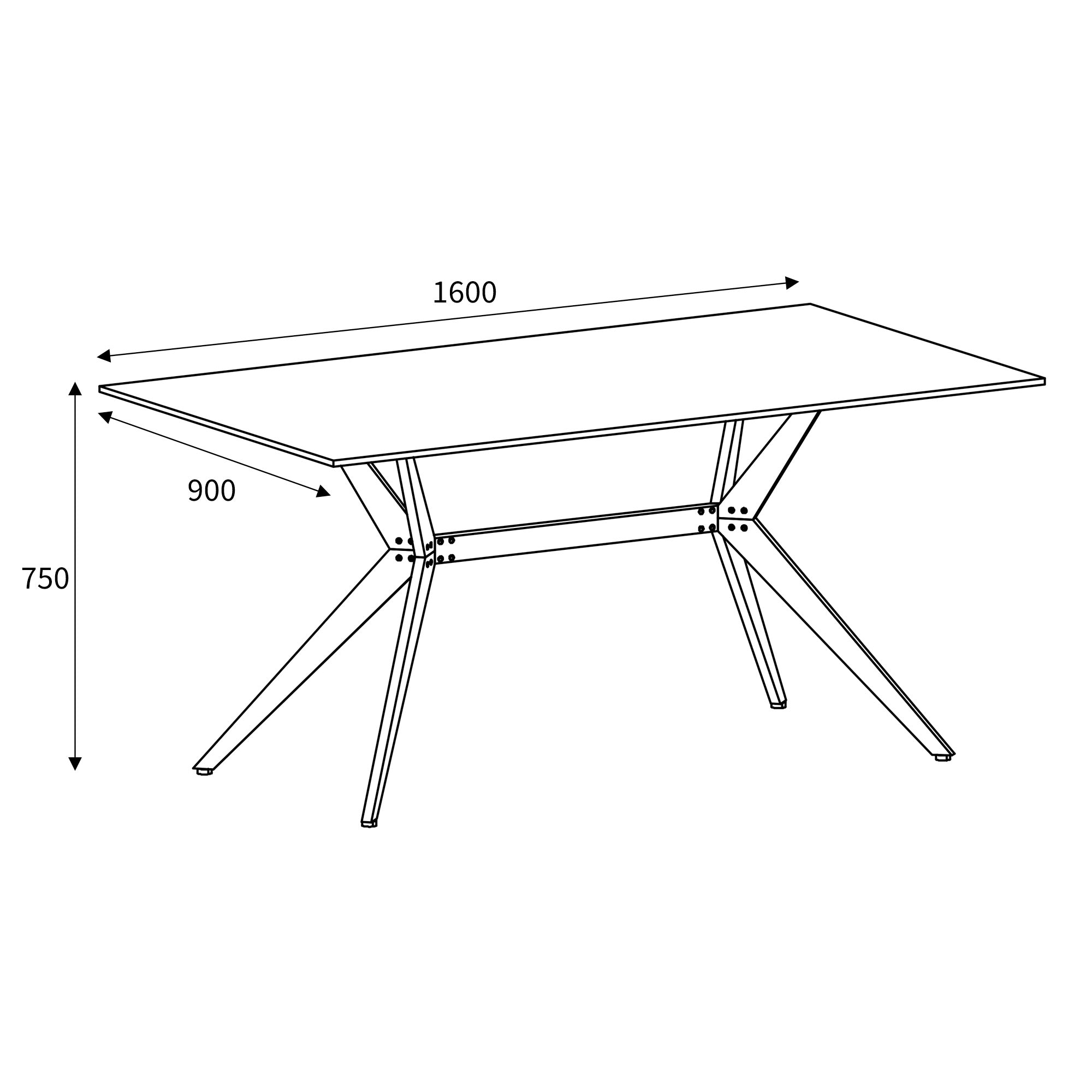 Islington 1.6m Black Dining Table (7034229096512)