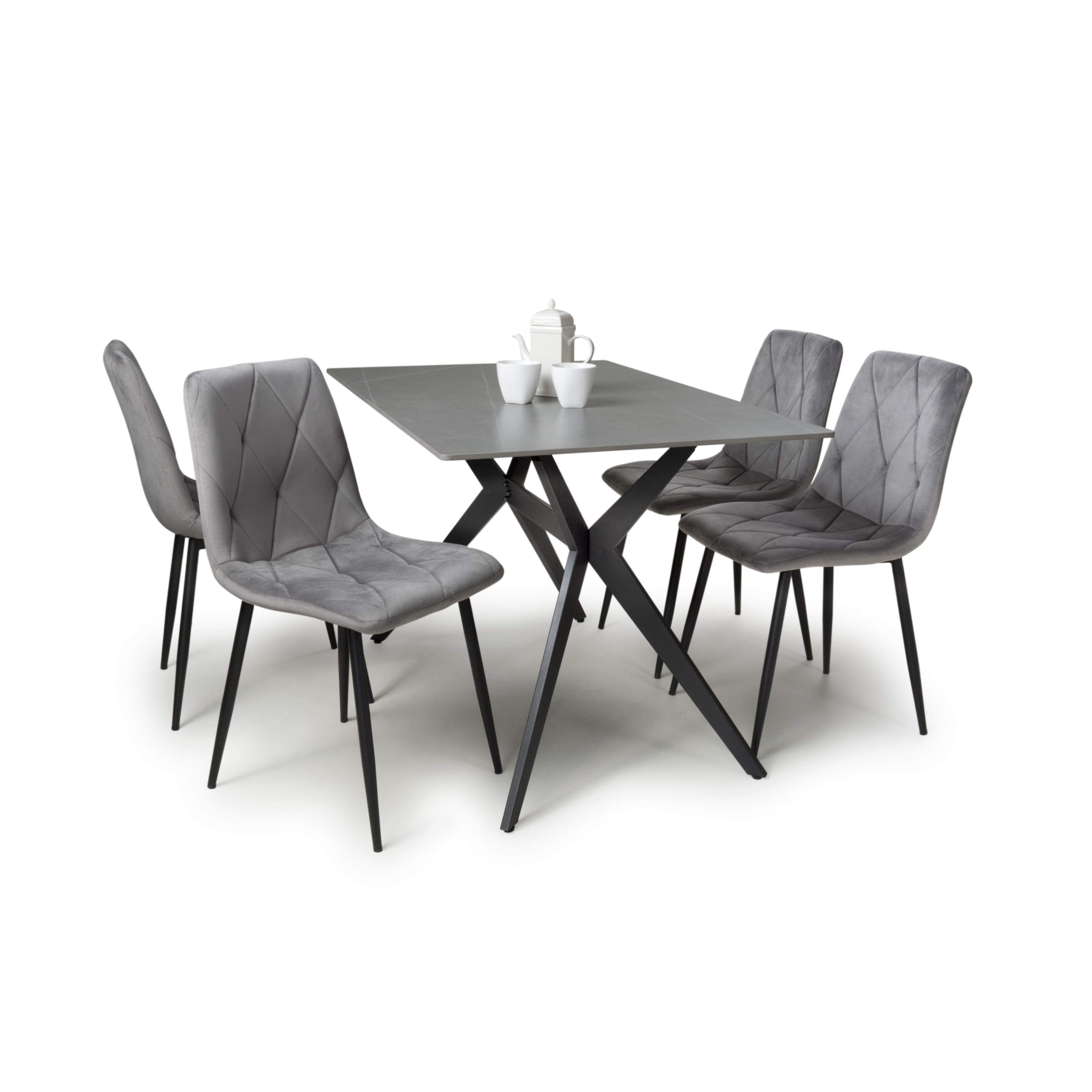 Islington 1.2m Black Dining Table with Yellow Luca Chairs (Copy) (14627323347322) (14627323511162)