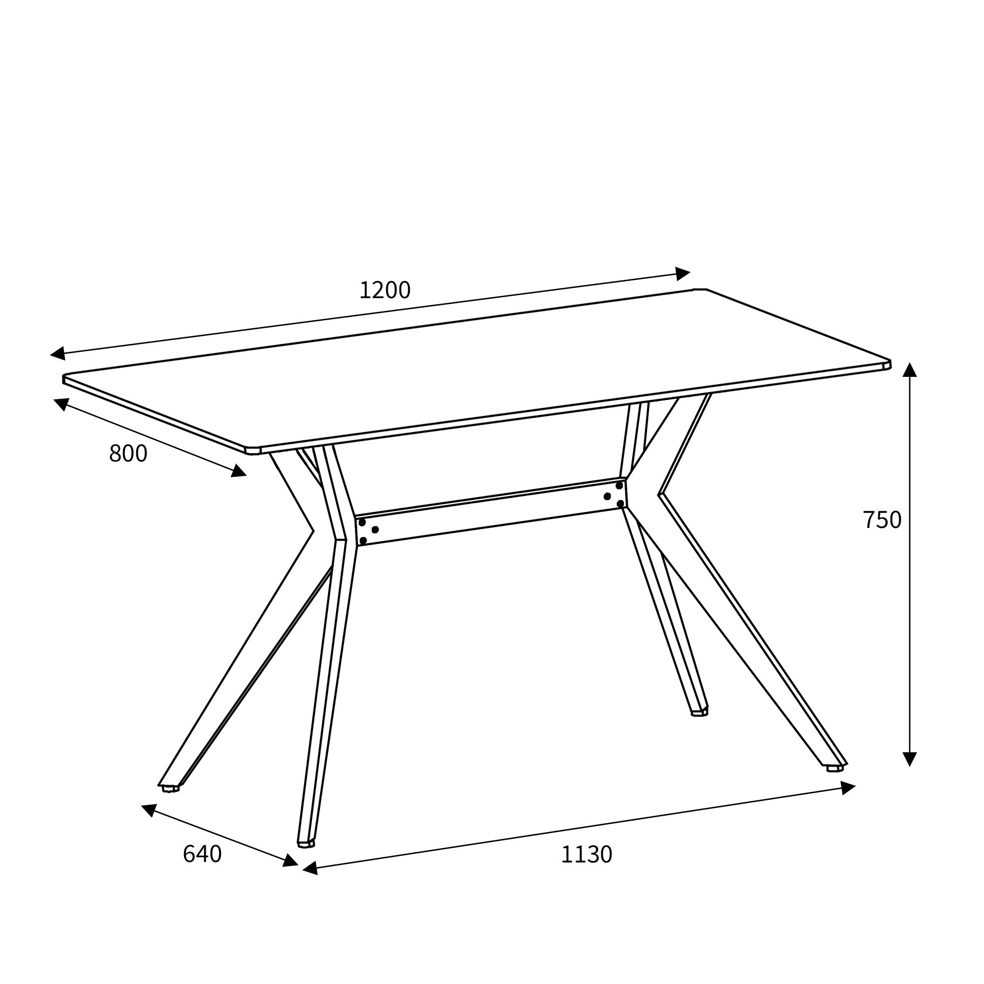 Islington 1.2m Black Dining Table (7034228211776)