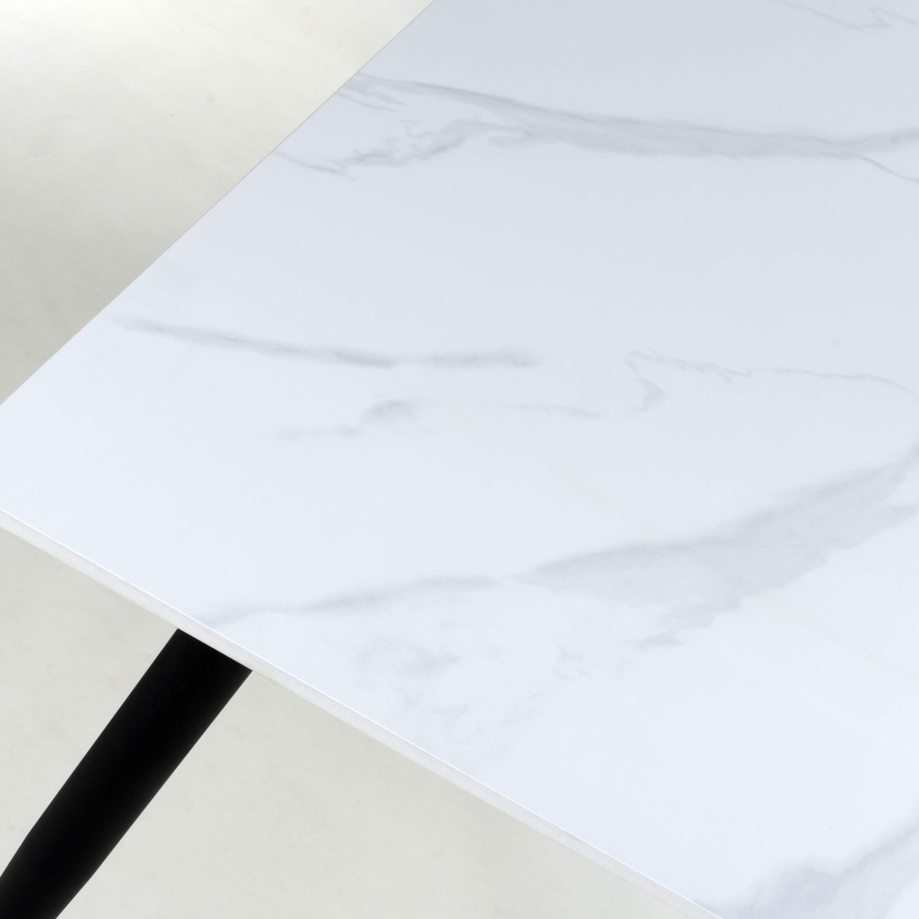 Stockholm 1.2m White Dining Table with Grey Leo Dining Chairs (14627352052090)