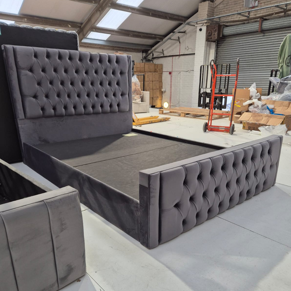 King Size Mulberry Bedframe in Plush Charcoal