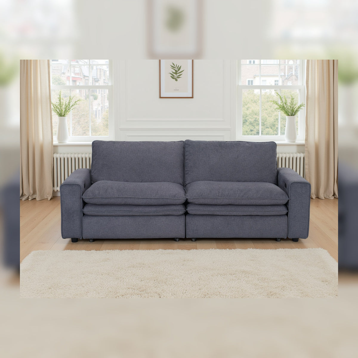 Eliza Cloud Grey Electric Sofa - Grey - Lifestyle View