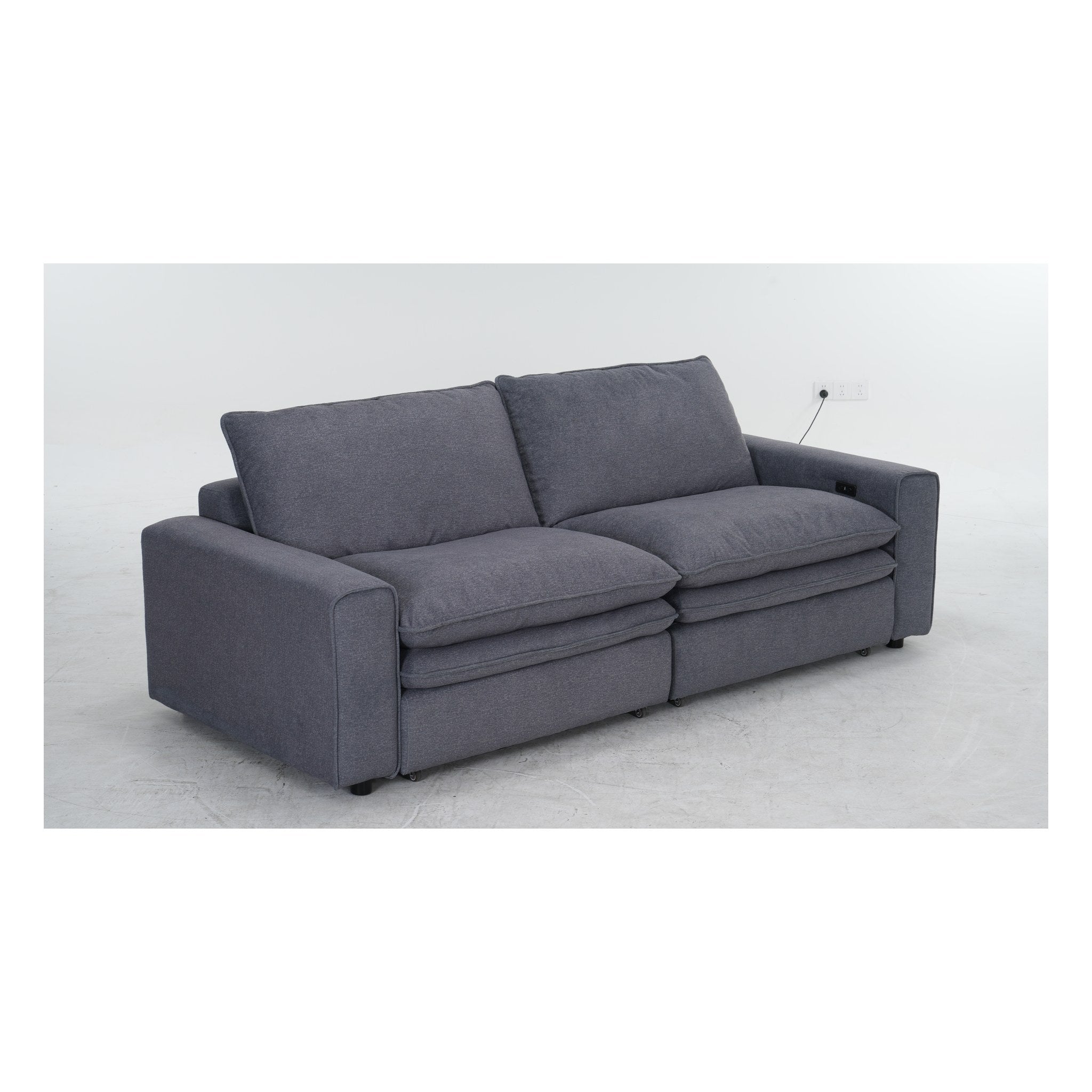 Eliza Cloud Grey Electric Sofa - Grey - Angle View