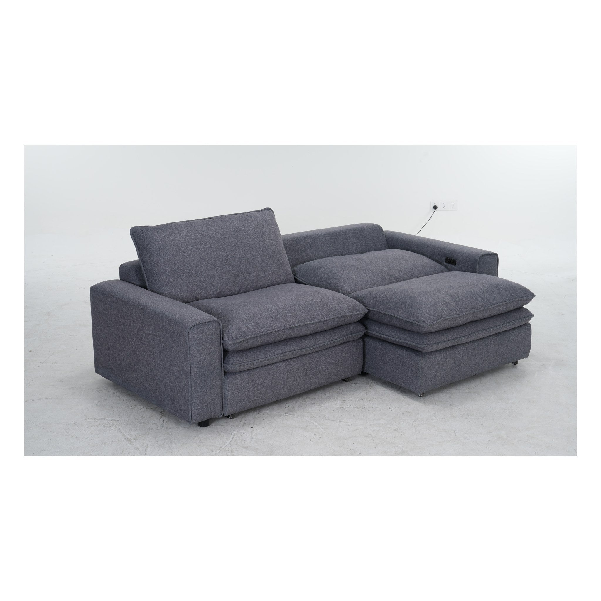 Eliza Cloud Grey Electric Sofa - Grey - Recliner View