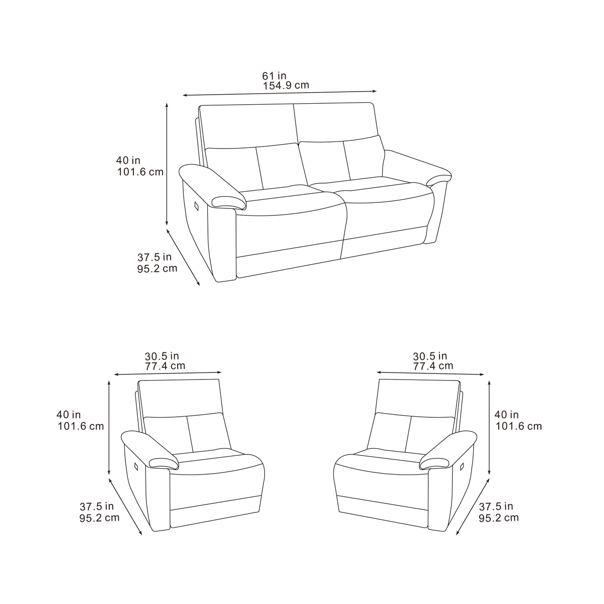 Nell 2 Seater Reclining Sofa Meta Sofa