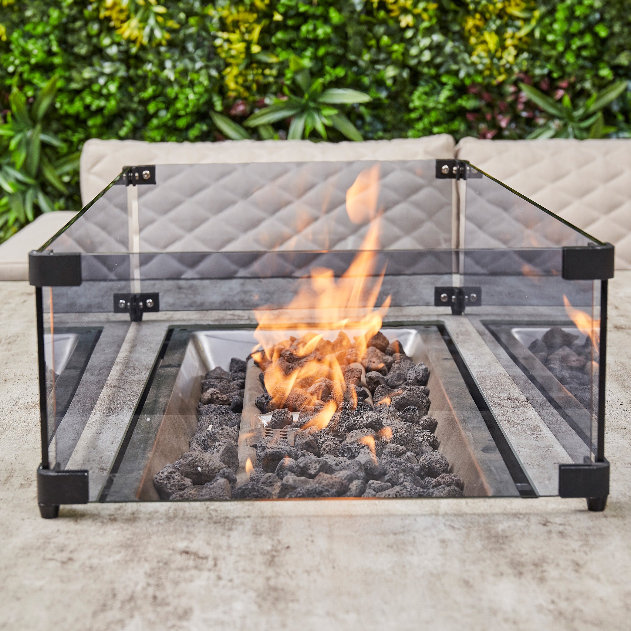 Ava Aluminium Corner Dining Set with Fire Pit – Beige (14930013585786)