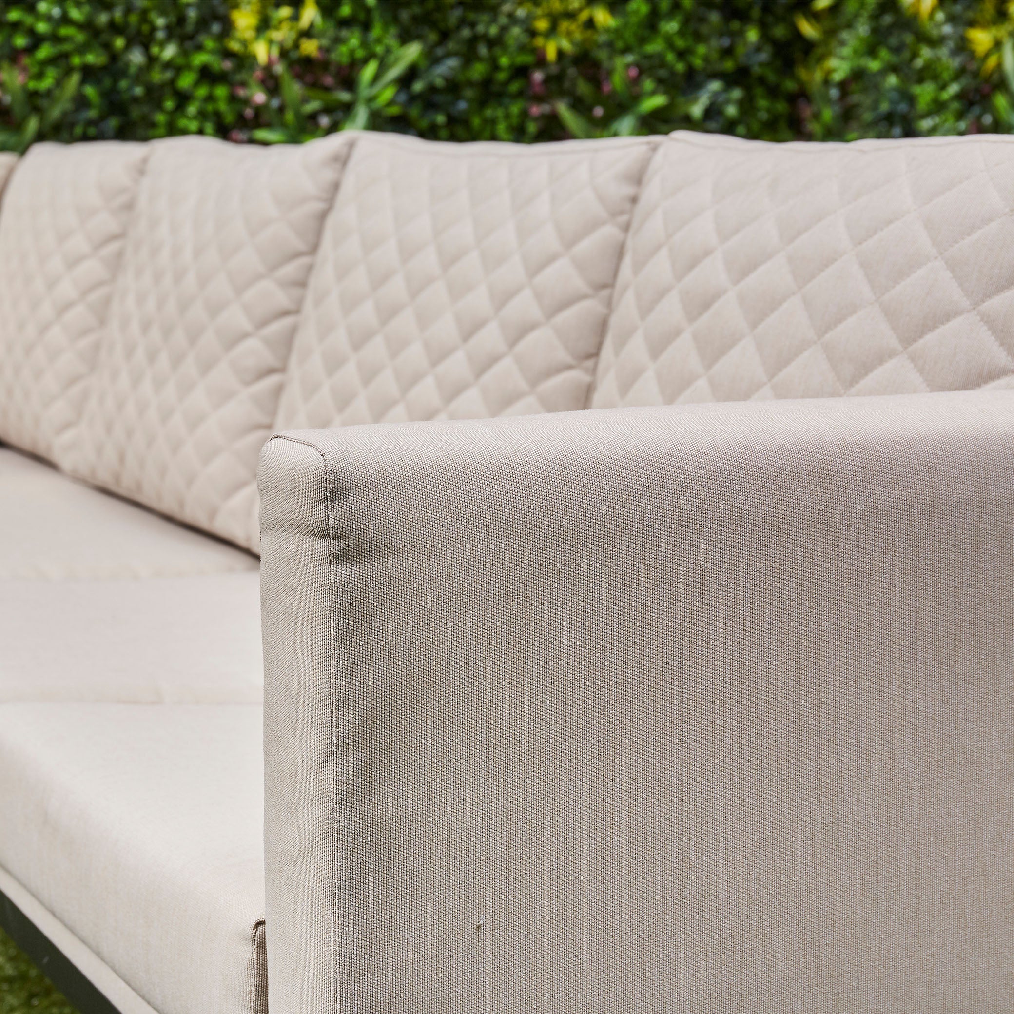 Ava Aluminium Corner Dining Set with Fire Pit – Beige (14930013585786)