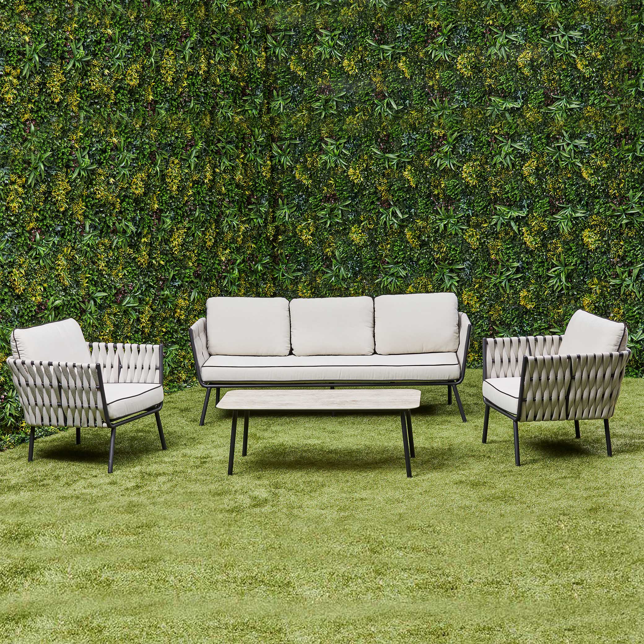 Axel Aluminium & Rope Lounge Set – Beige (14929984192890)