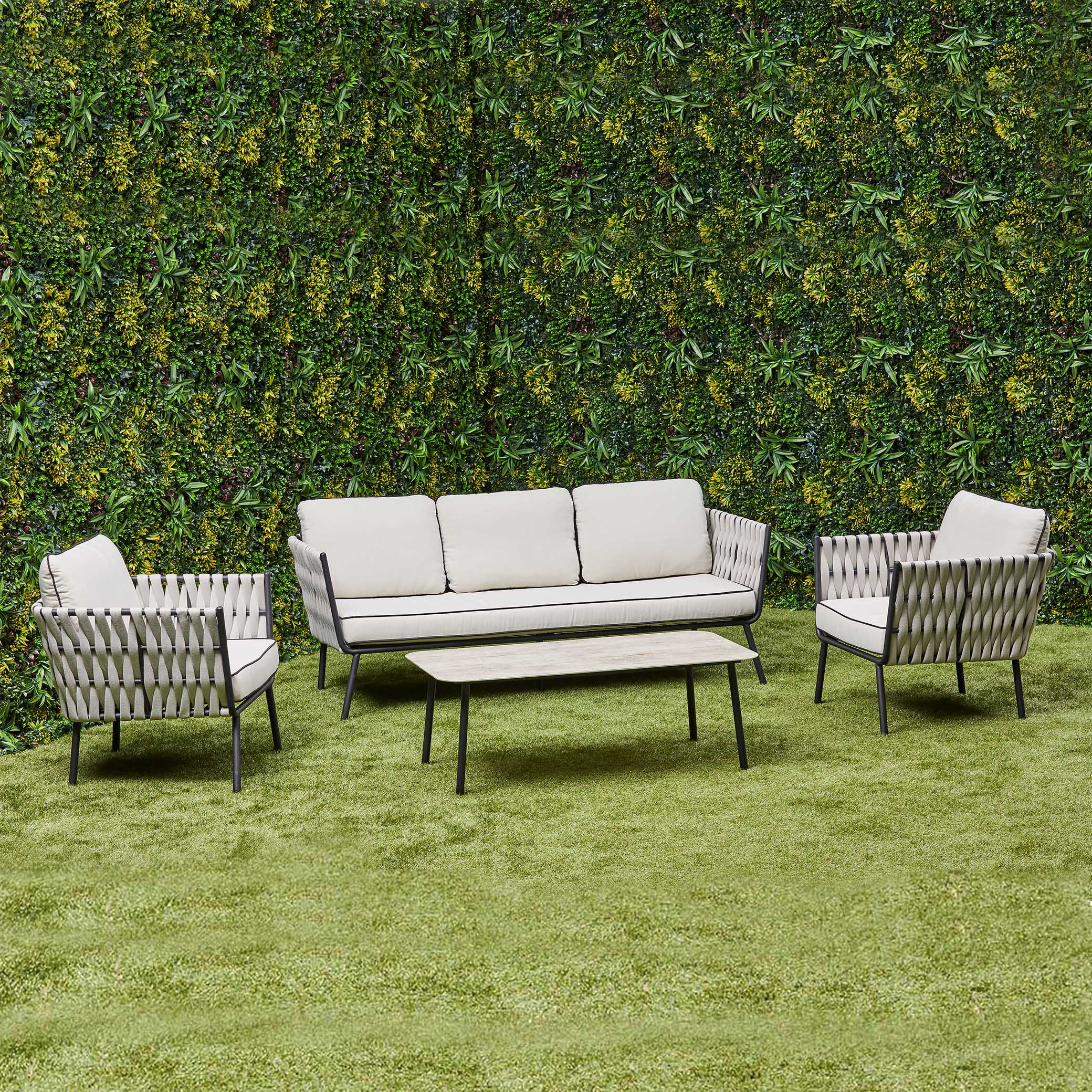 Axel Aluminium & Rope Lounge Set – Beige (14929984192890)