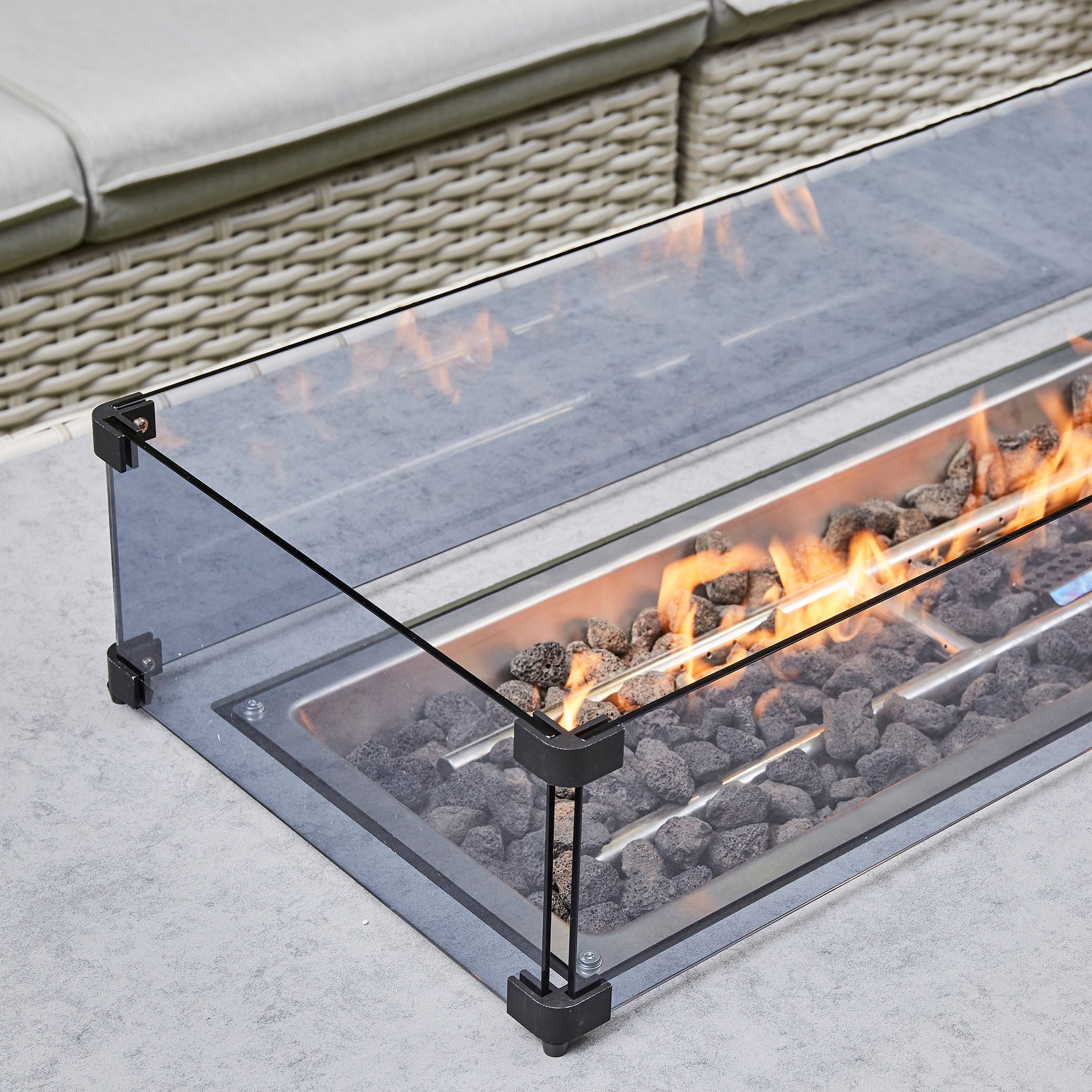 Chakra Rattan Corner Dining Set with Fire Pit – Beige (14930024857978)