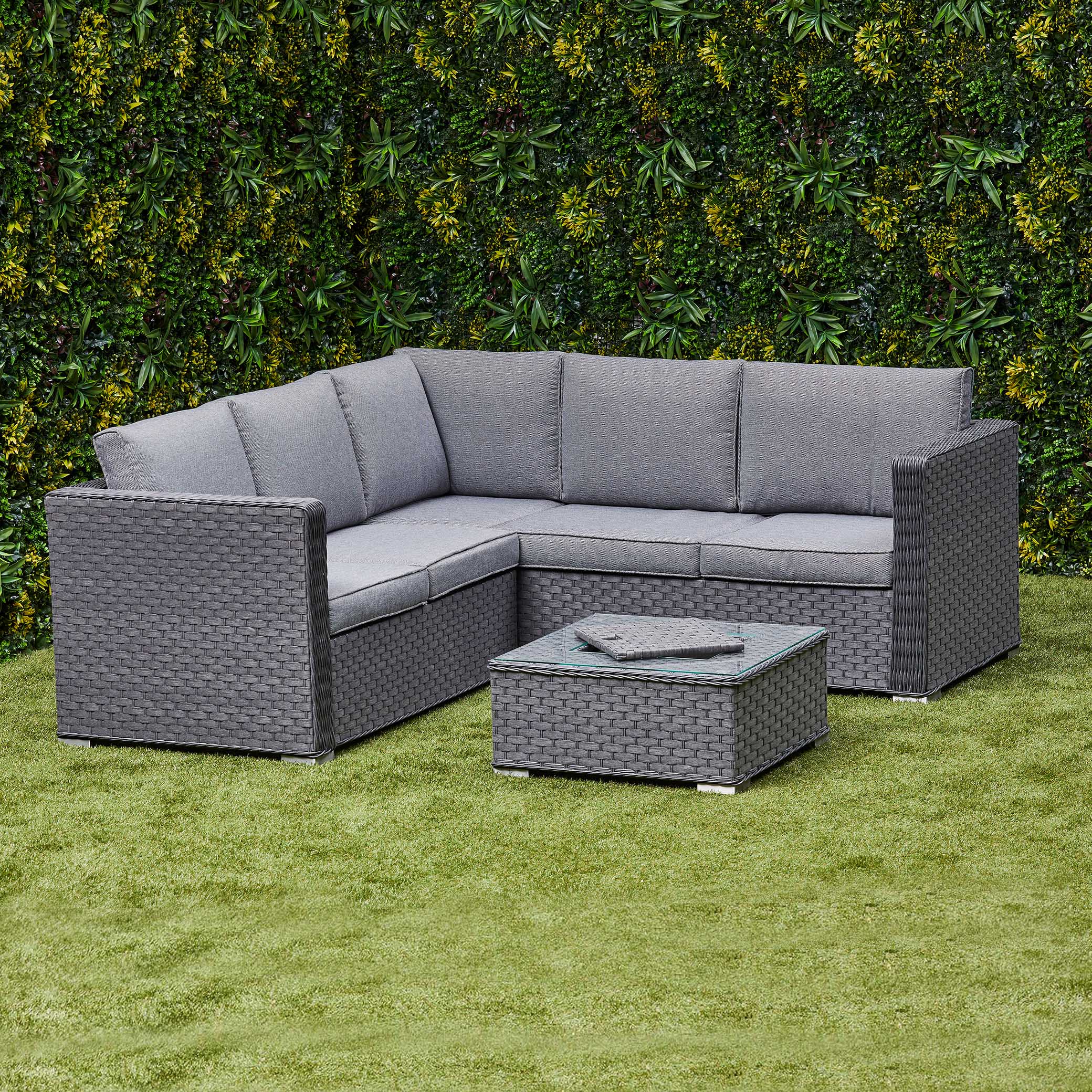 Nova Rattan Corner Sofa Set with Ice Bucket– Grey (14929984094586)