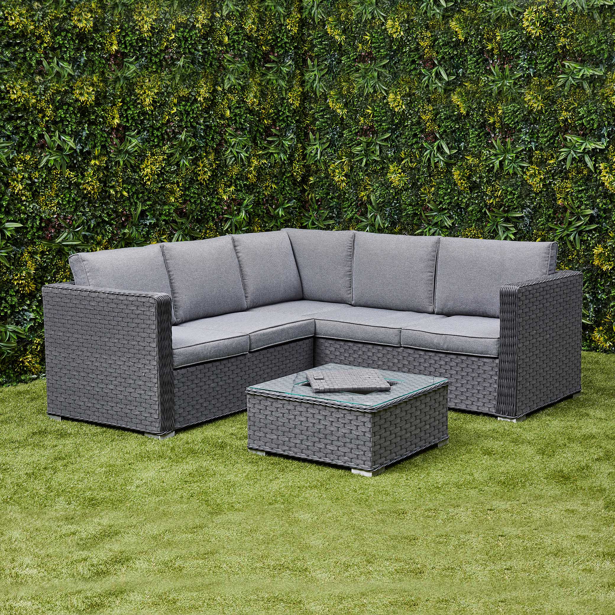 Nova Rattan Corner Sofa Set with Ice Bucket– Grey (14929984094586)