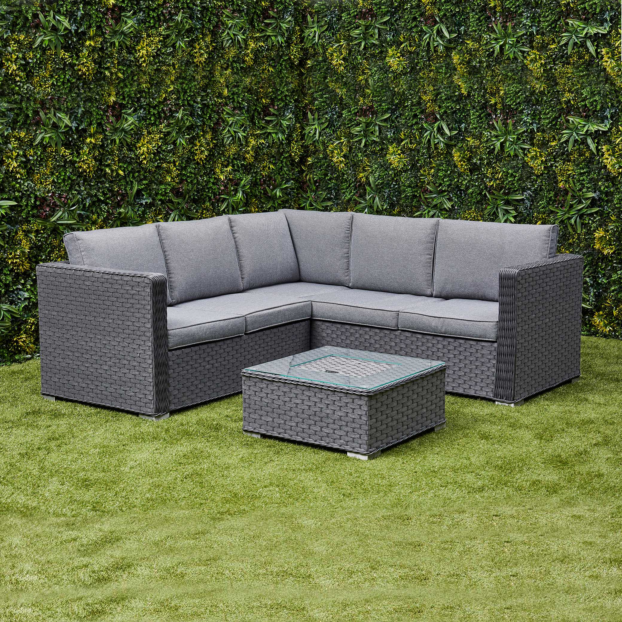 Nova Rattan Corner Sofa Set with Ice Bucket– Grey (14929984094586)