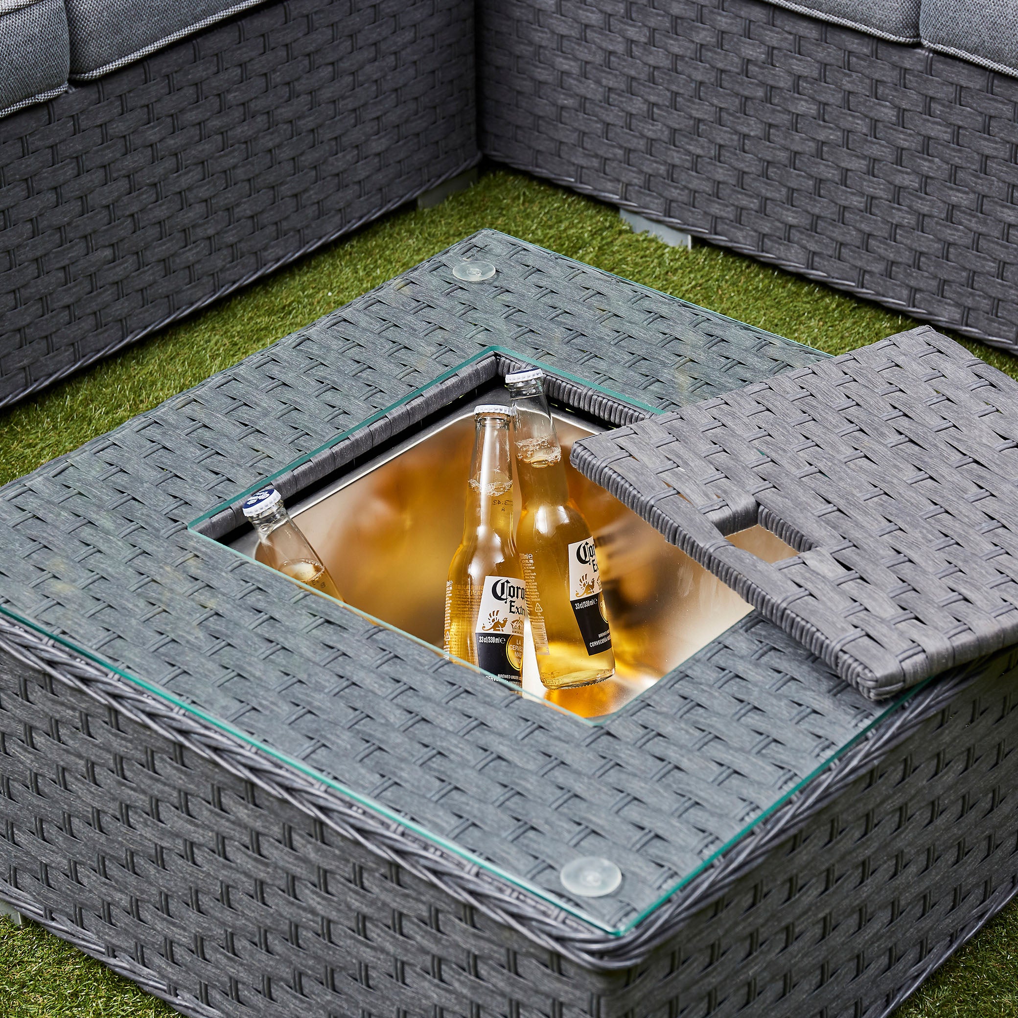 Nova Rattan Corner Sofa Set with Ice Bucket– Grey (14929984094586)