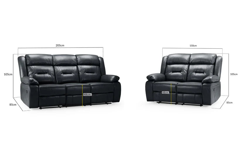 Albie Recliner Sofa Black 3+2 Set,5 (15320608833914)