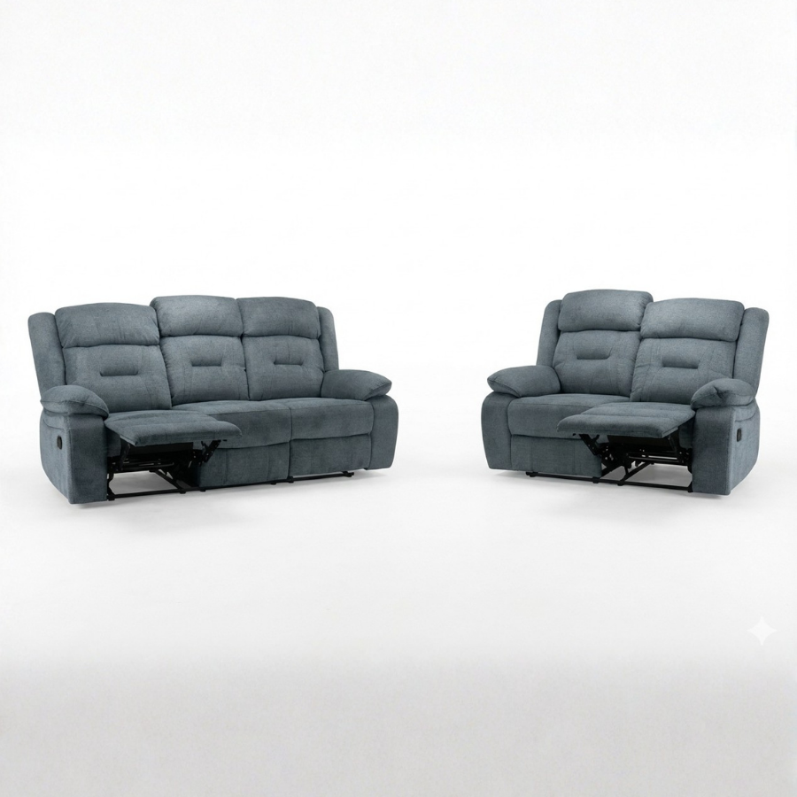 Albie Recliner Sofa Grey Fabric 3+2 Set