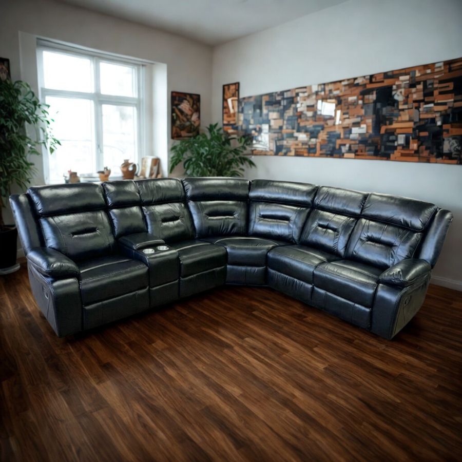 Albie Reclining Corner Sofa in Black