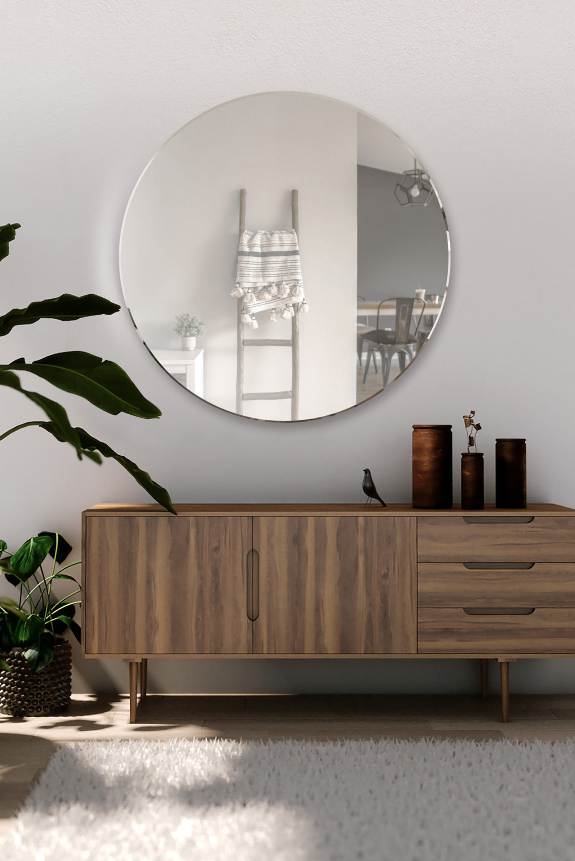 All Glass Bevelled Classic Design Round Mirror 80 x 80CM (15010564374906)