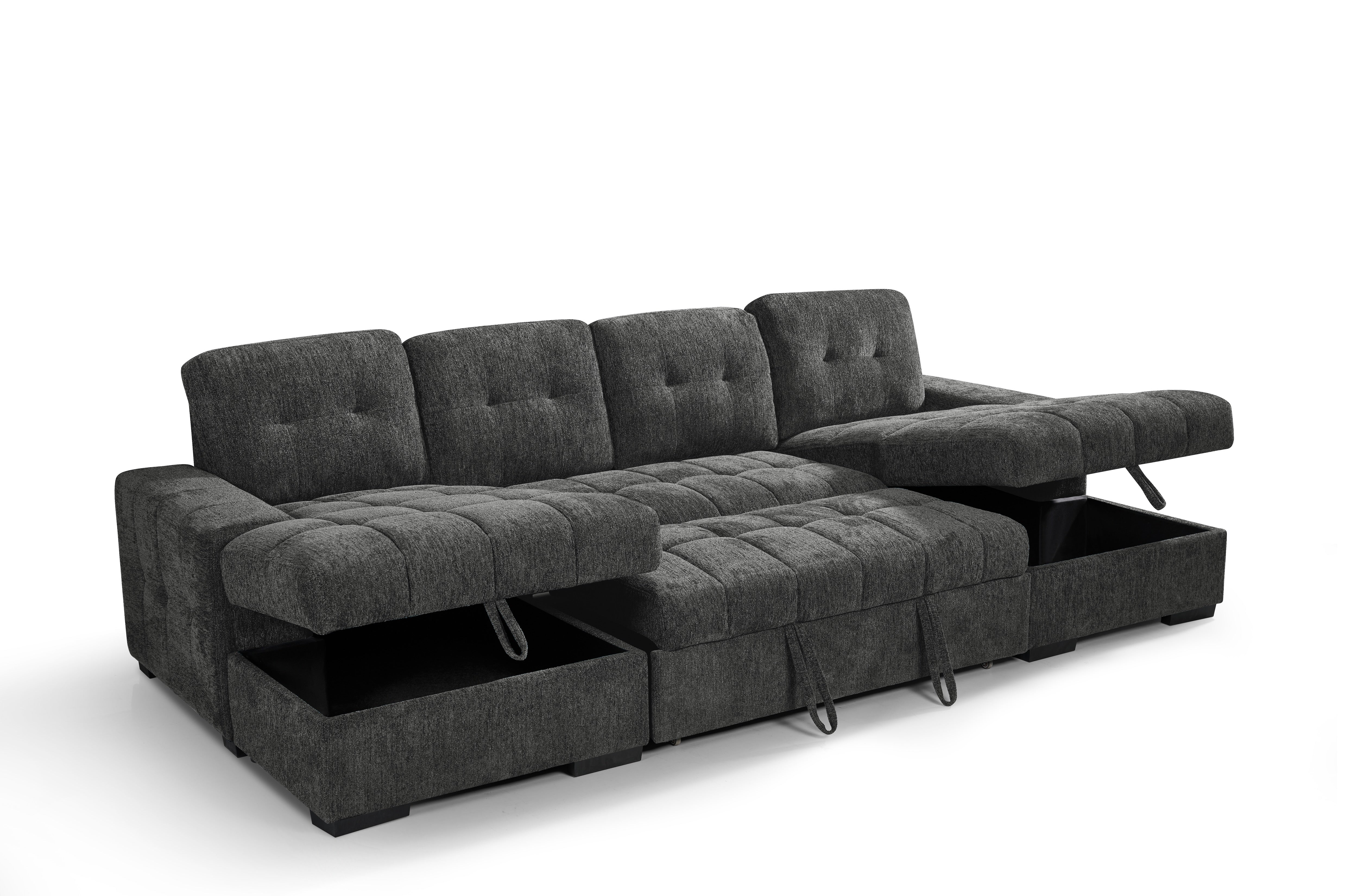 Amalfi Grey U Shape Sofa Bed with Storage