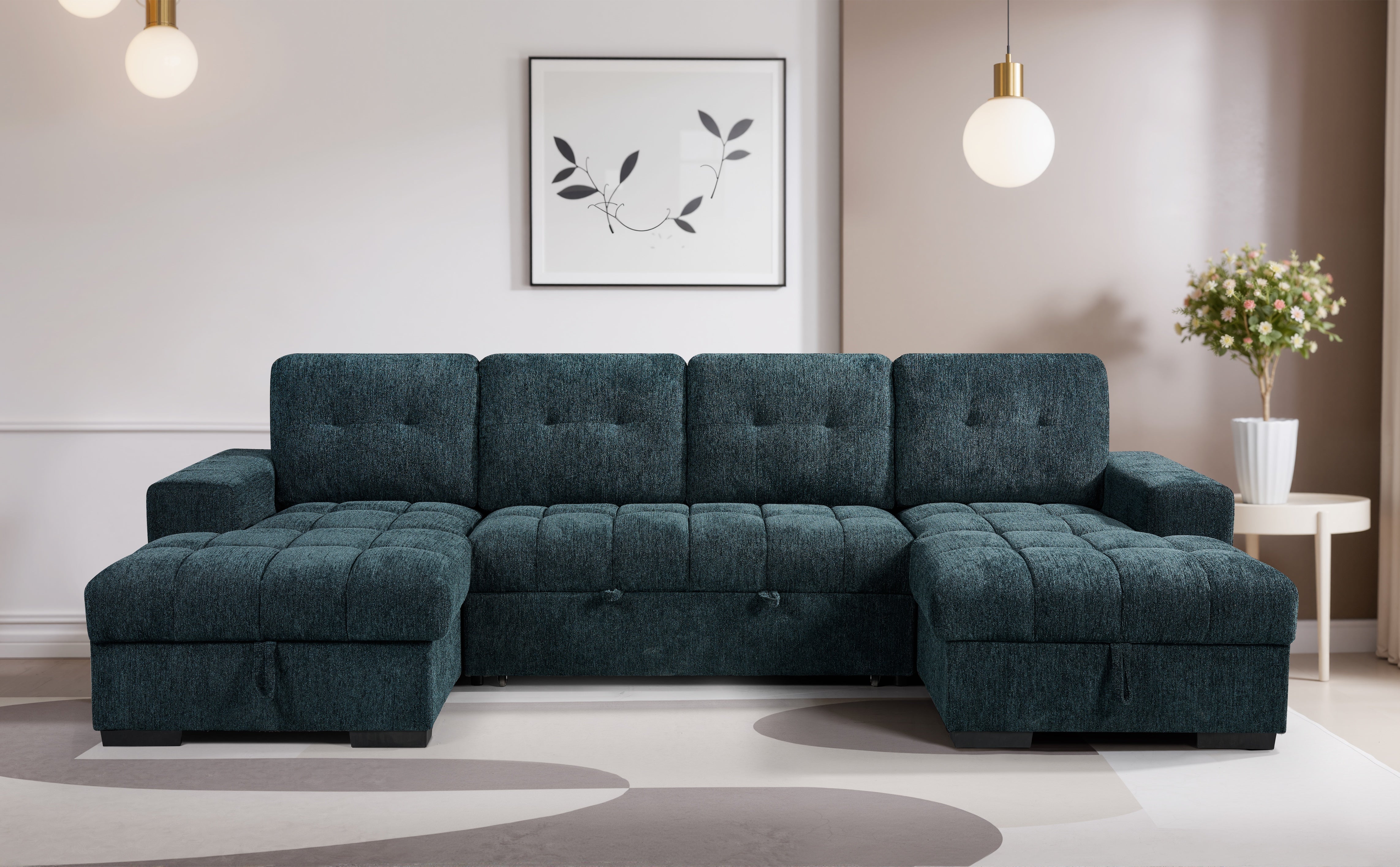 Amalfi U Shape Sofa Bed in Teal