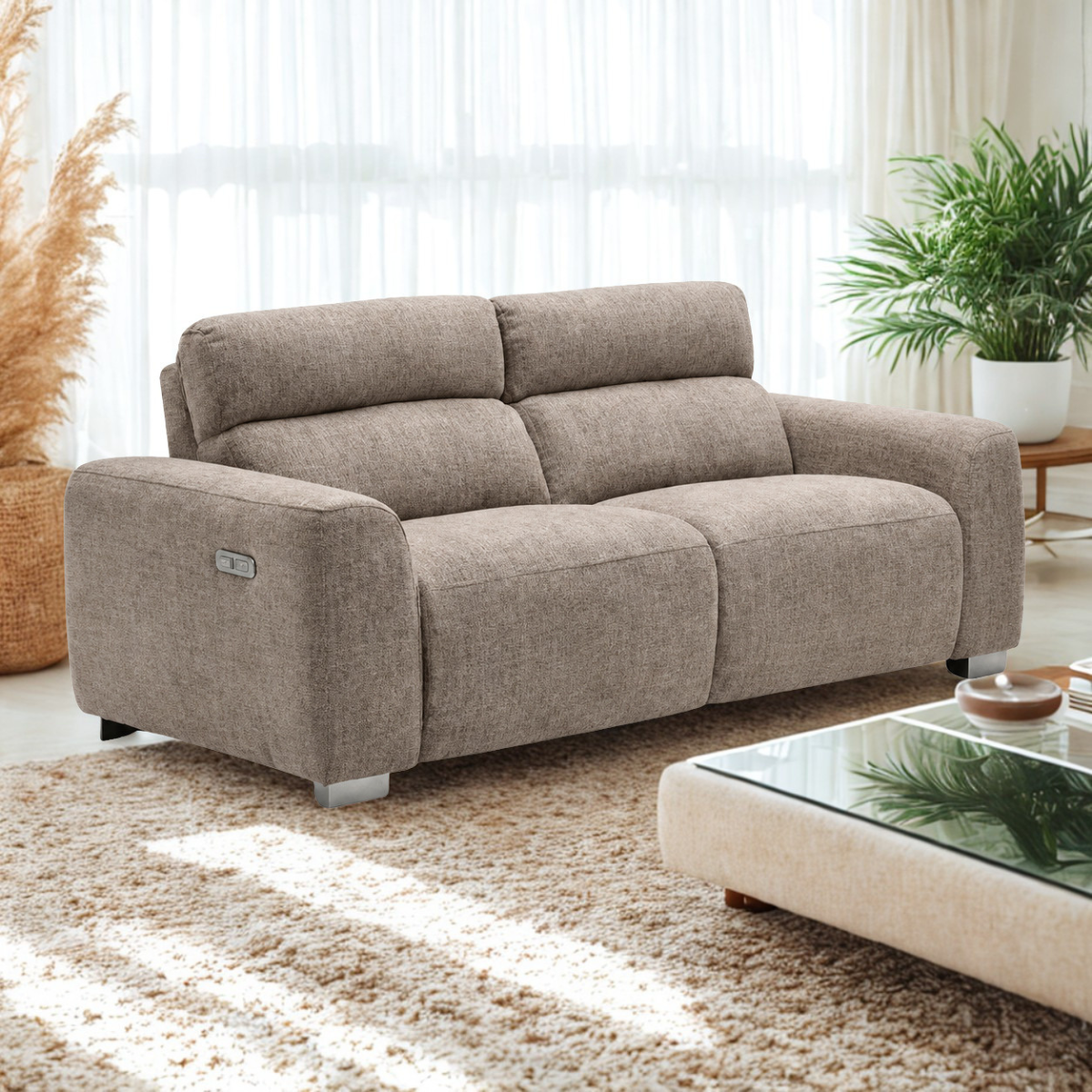 Arabella Electric Recliner Beige 3 Seater - AMC Furniture