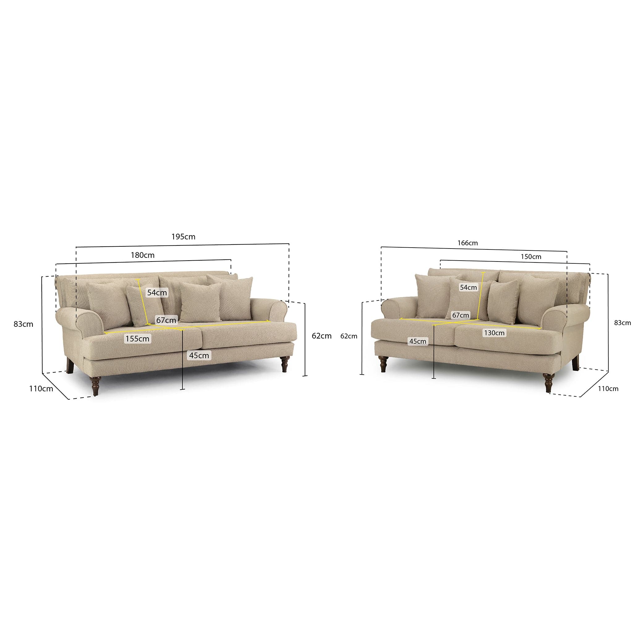 Aspen Sofa Beige 3+2 Set - measurement view (7026362810432)
