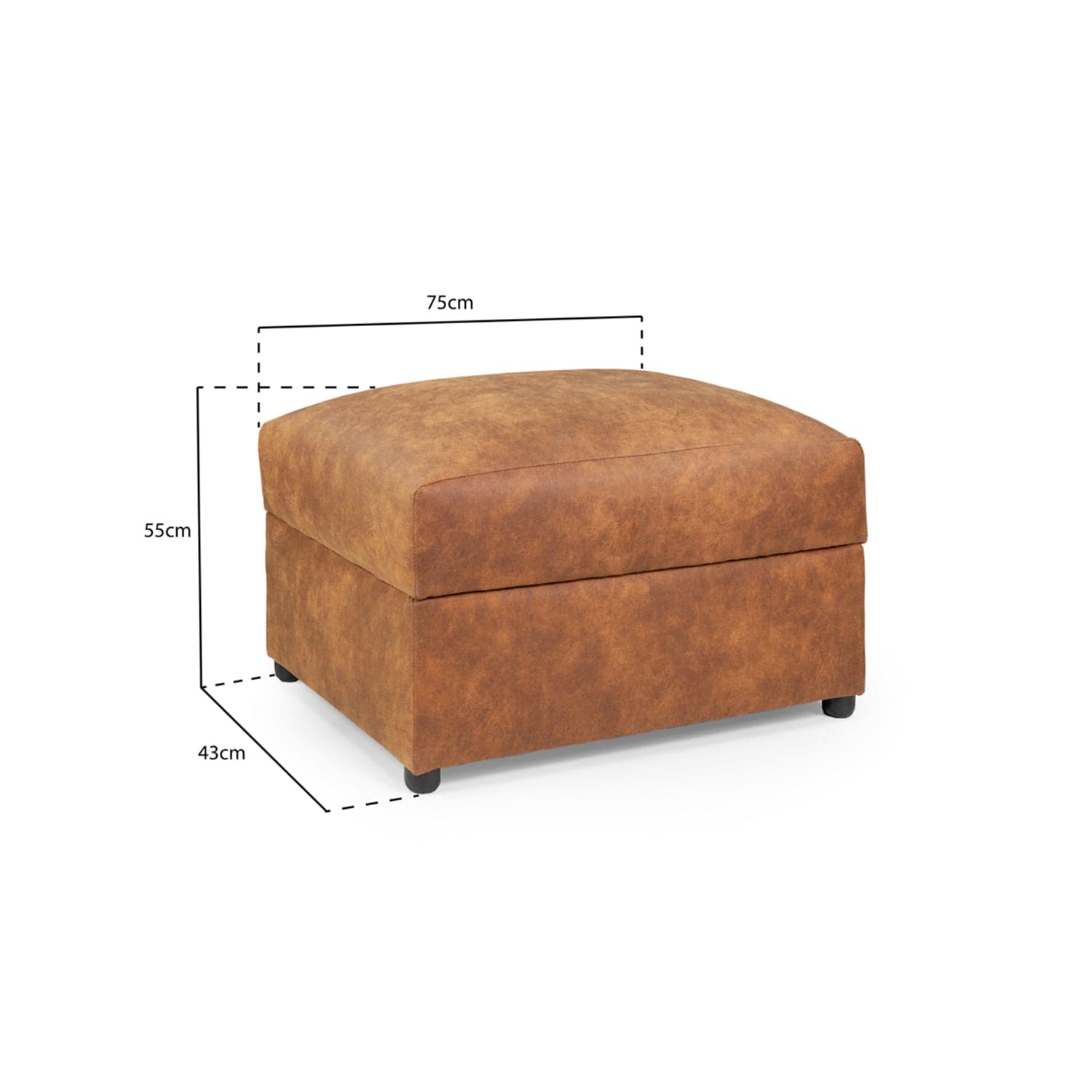 Atlanta Sofa Tan Footstool - Measurement view (7025815093312)