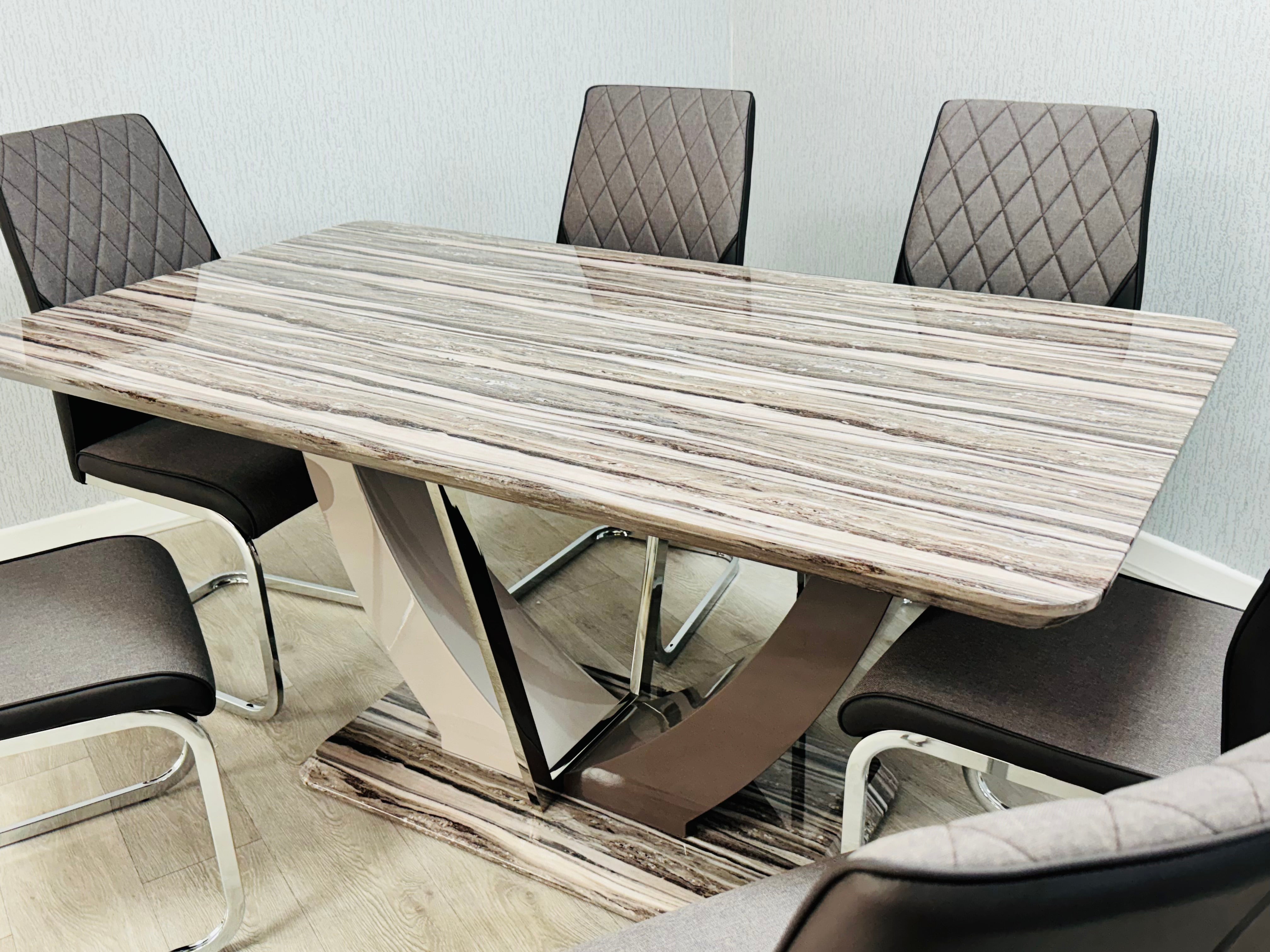 Atlantis Brown Marble Effect 160cm Table & 6 chairs,2 (15293841113466)
