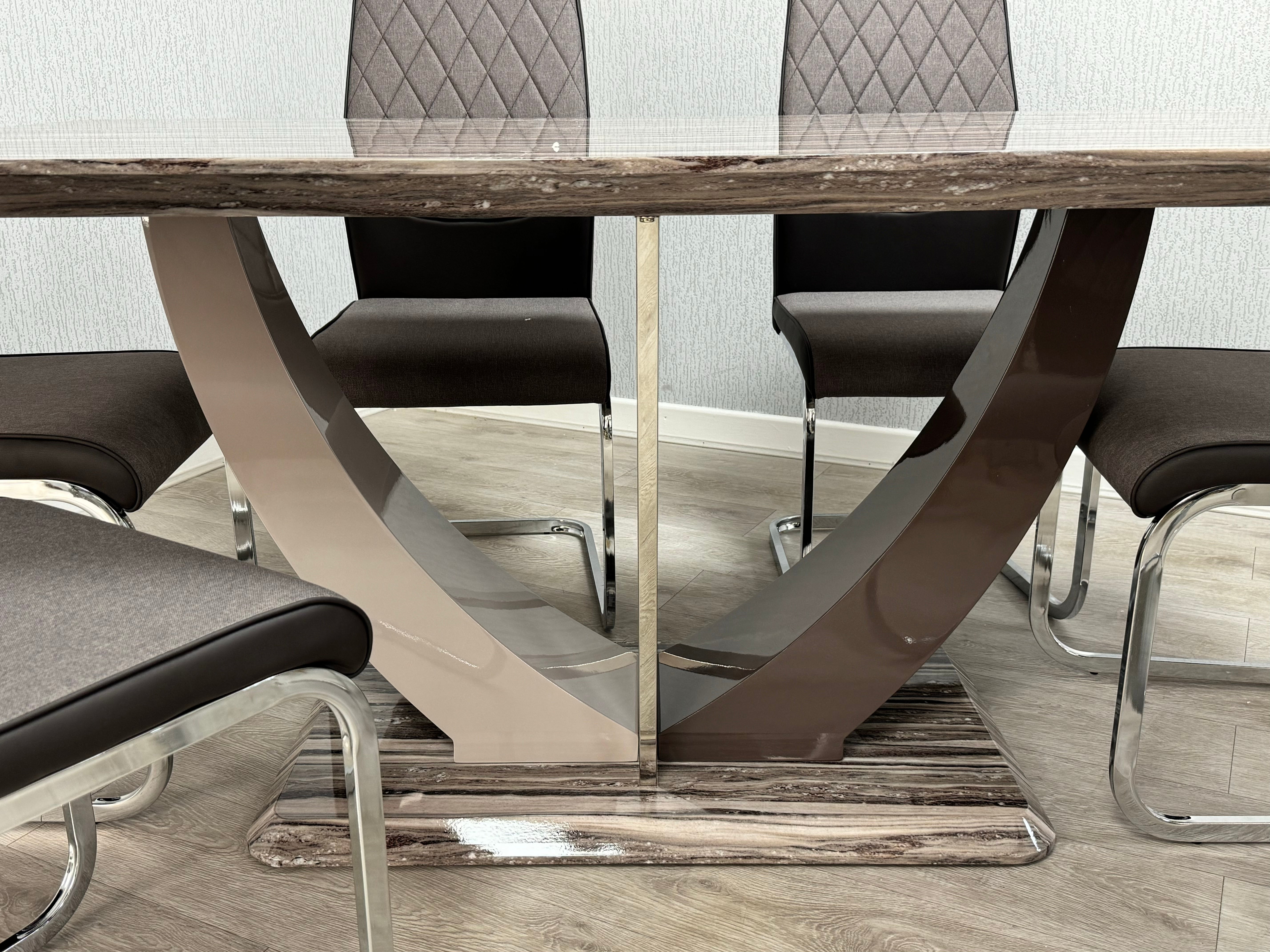 Atlantis Brown Marble Effect 160cm Table & 6 chairs,4 (15293841113466)
