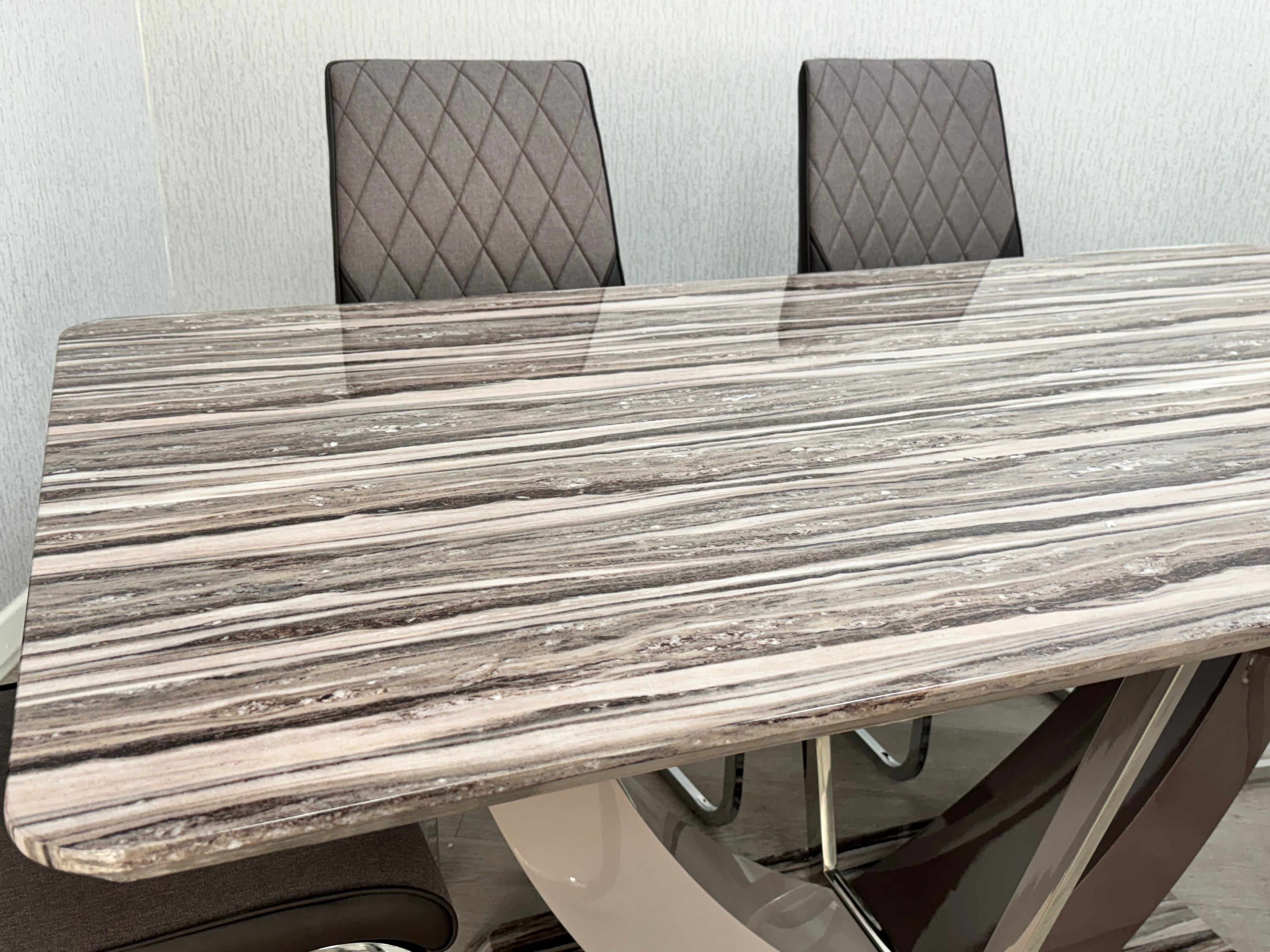 Atlantis Brown Marble Effect 160cm Table & 6 chairs,5 (15293841113466)