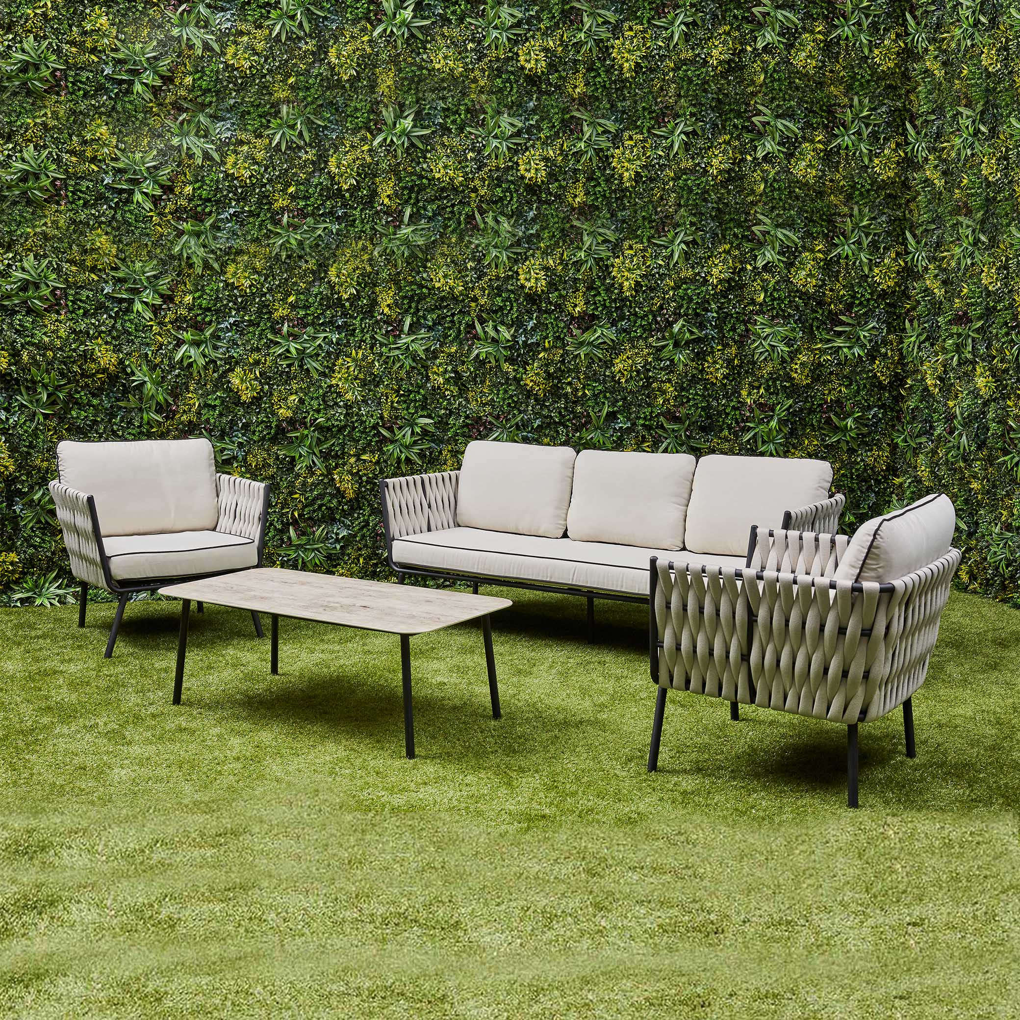 Axel Aluminium & Rope Lounge Set – Beige (14929984192890)