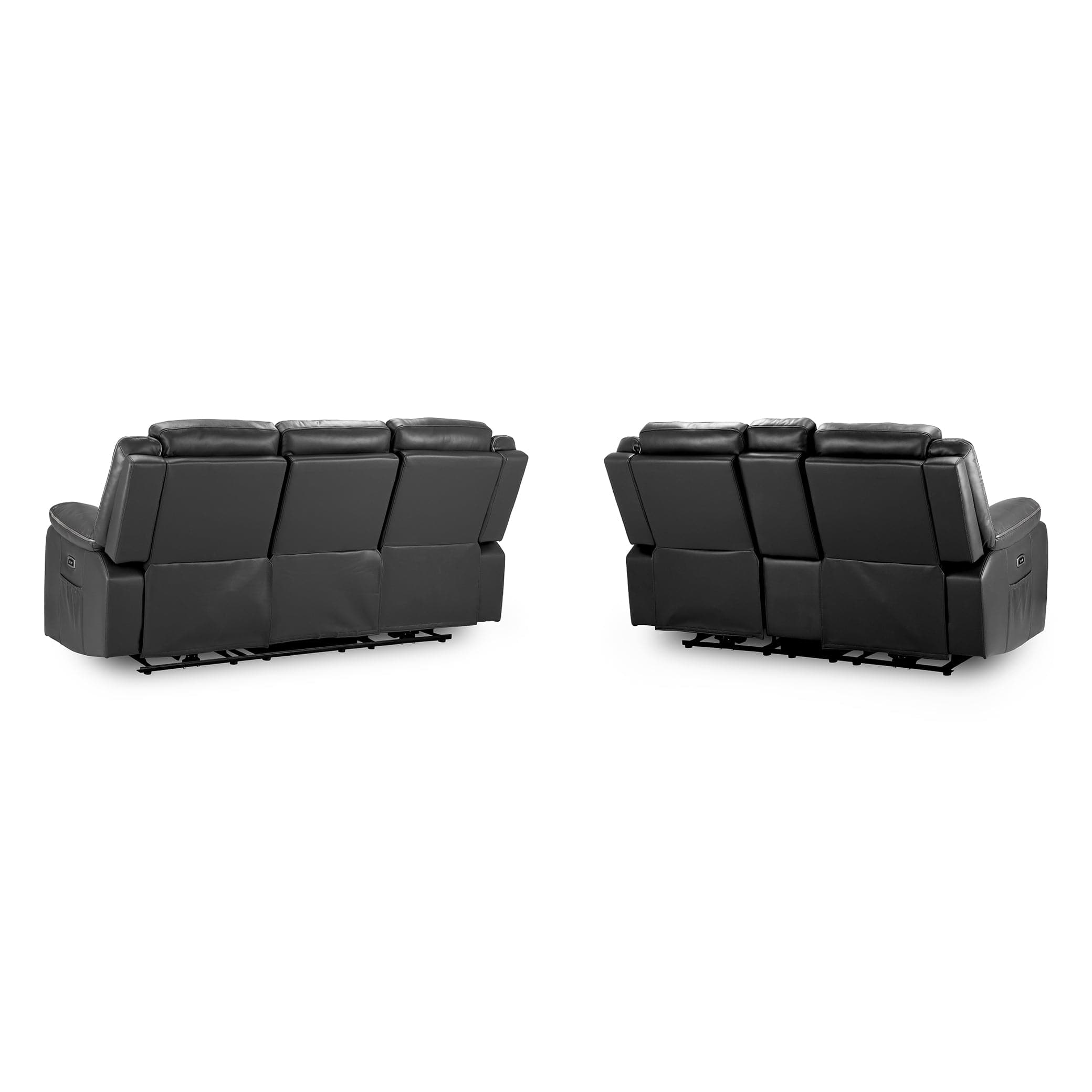 Back view of Dexter Electric Recliner Sofa Black 3+2 Set (7023519924288)